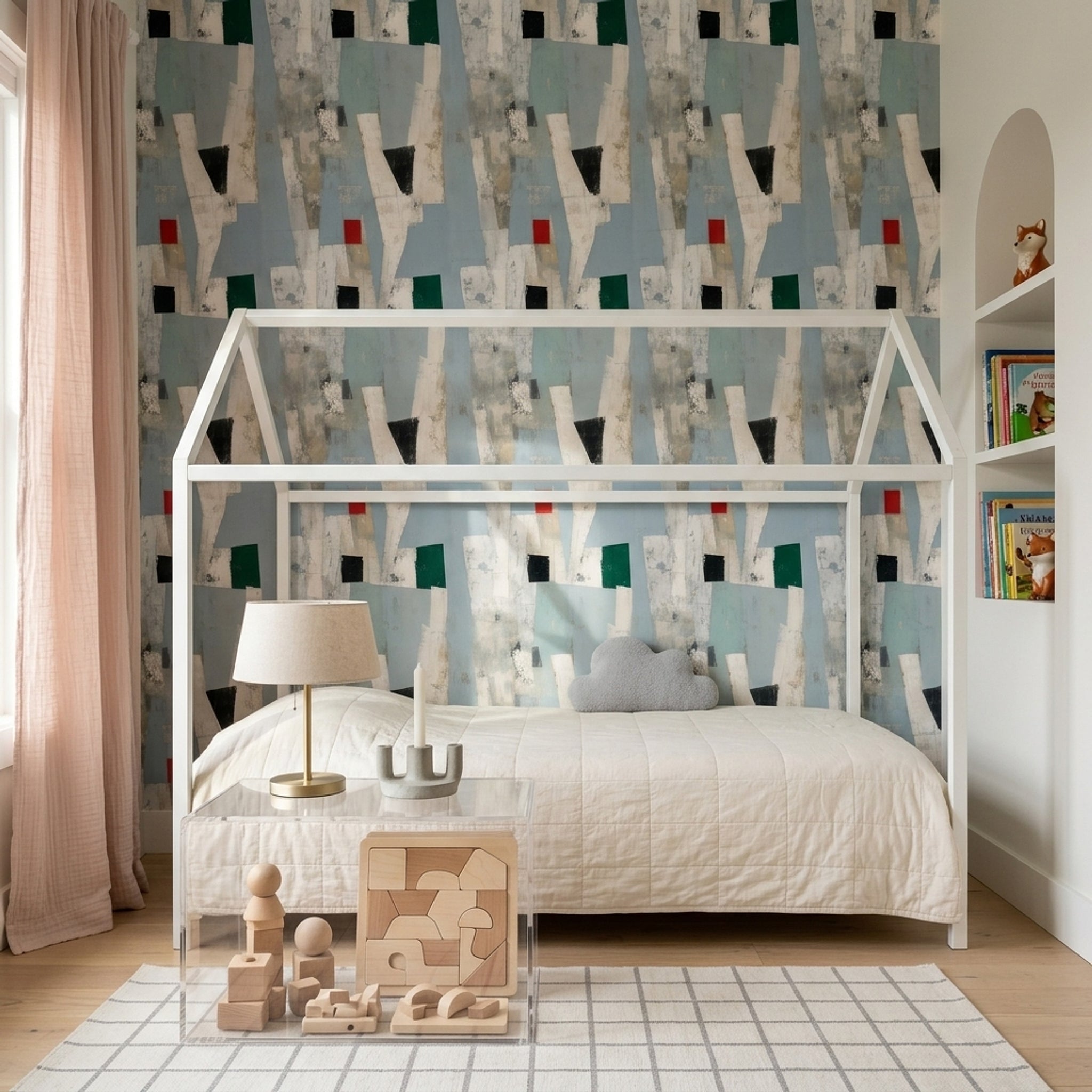 Geometric Blocks Wallpaper Textured Paint Abstract Decorative Mural