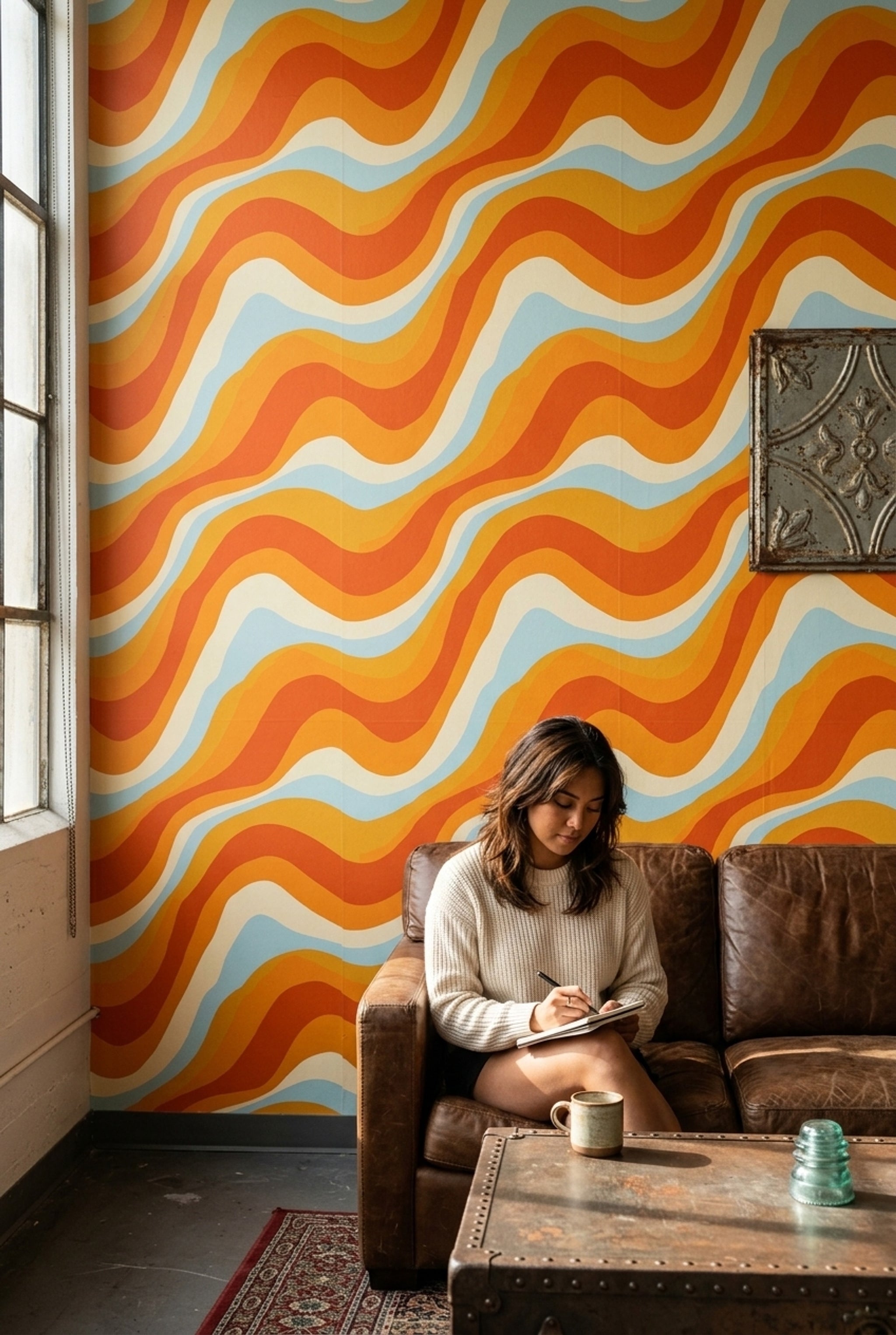 Mid Century Modern Wallpaper Retro Removable Abstract Wall Double Roll