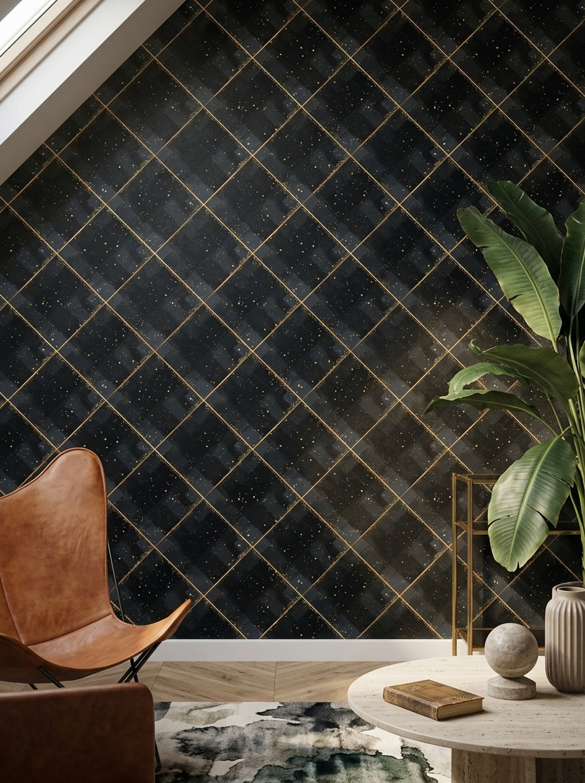 Geometric Plaid Wallpaper Diagonal Grid Removable Modern Glam Wall Double Roll