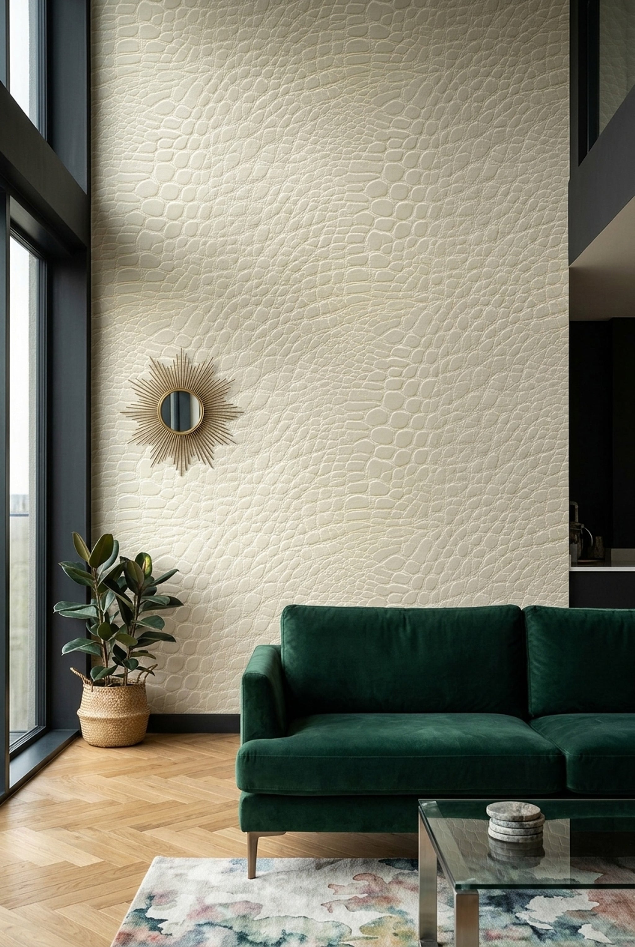 Crocodile Texture Wallpaper Embossed Leather Removable Reptile Scales Wall Double Roll