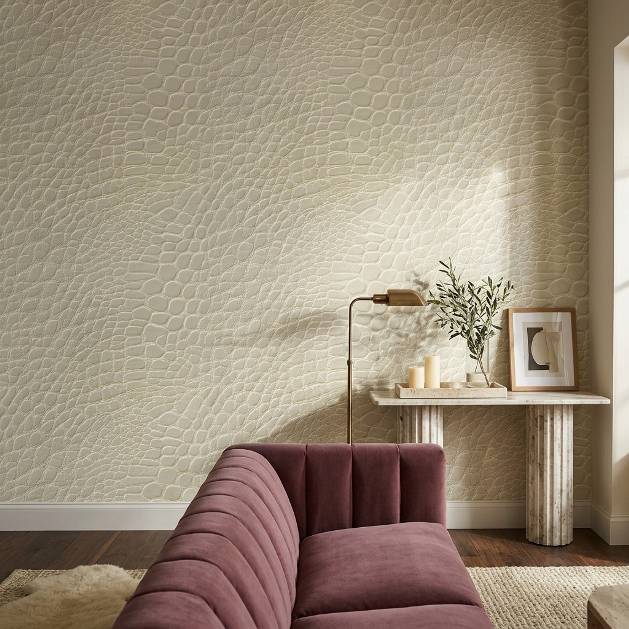 Crocodile Texture Wallpaper Embossed Leather Removable Reptile Scales Wall Double Roll