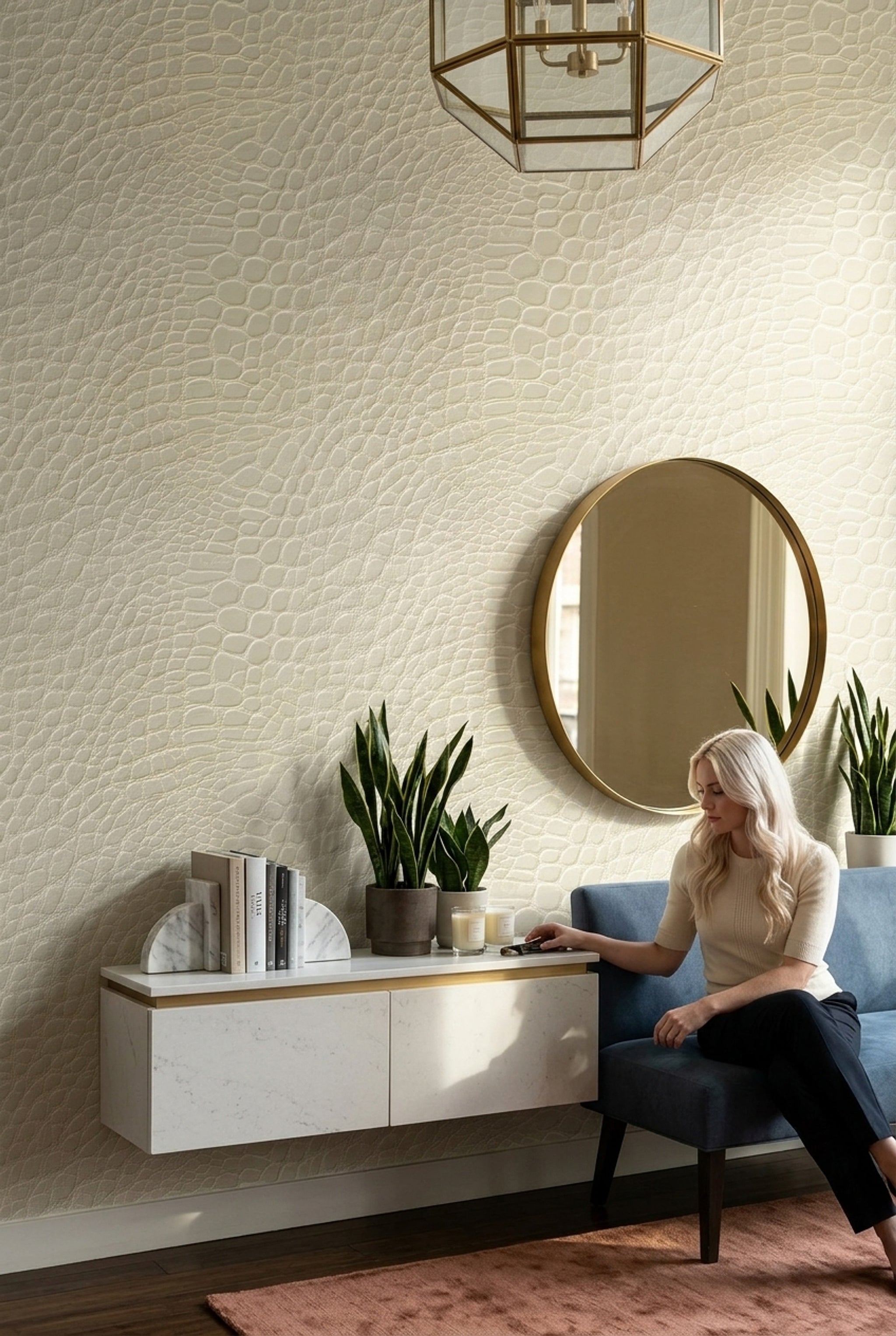 Crocodile Texture Wallpaper Embossed Leather Removable Reptile Scales Wall Double Roll