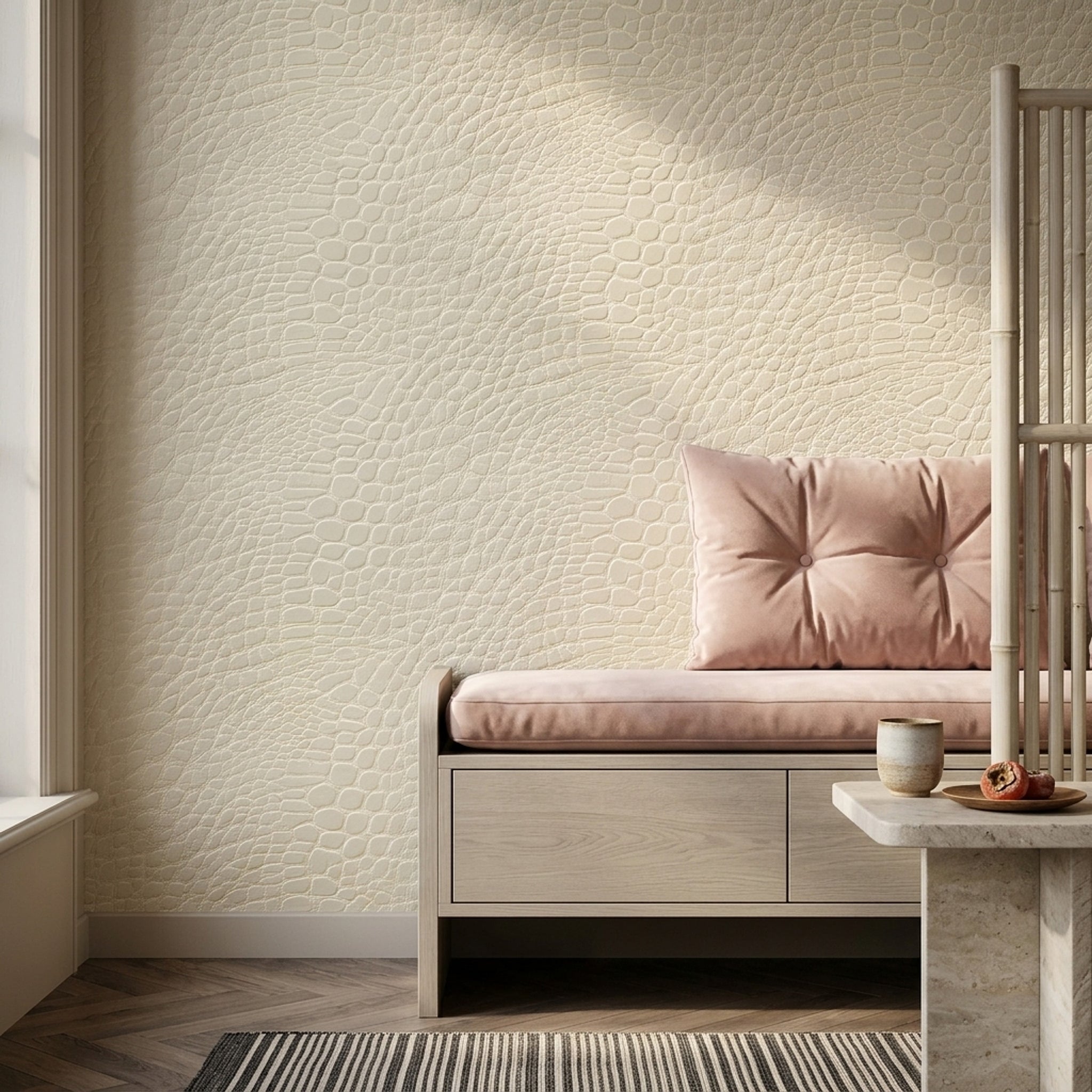 Crocodile Texture Wallpaper Embossed Leather Removable Reptile Scales Wall Double Roll