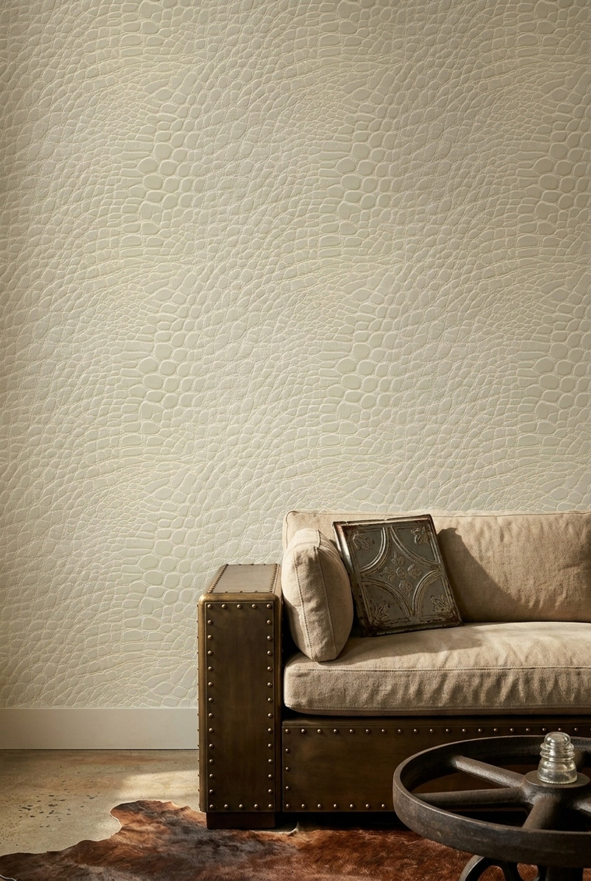 Crocodile Texture Wallpaper Embossed Leather Removable Reptile Scales Wall Double Roll