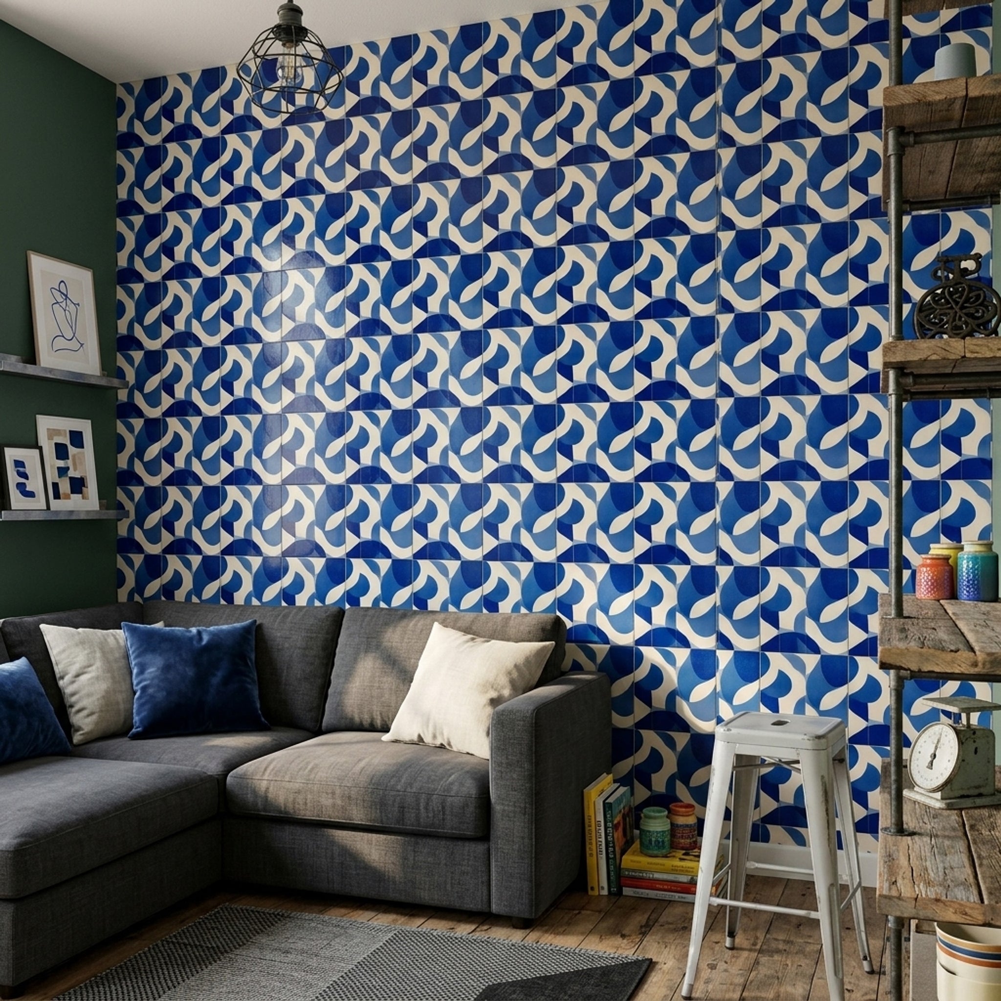 Mid Century Modern Wallpaper Retro Geometric Removable Wall Decor