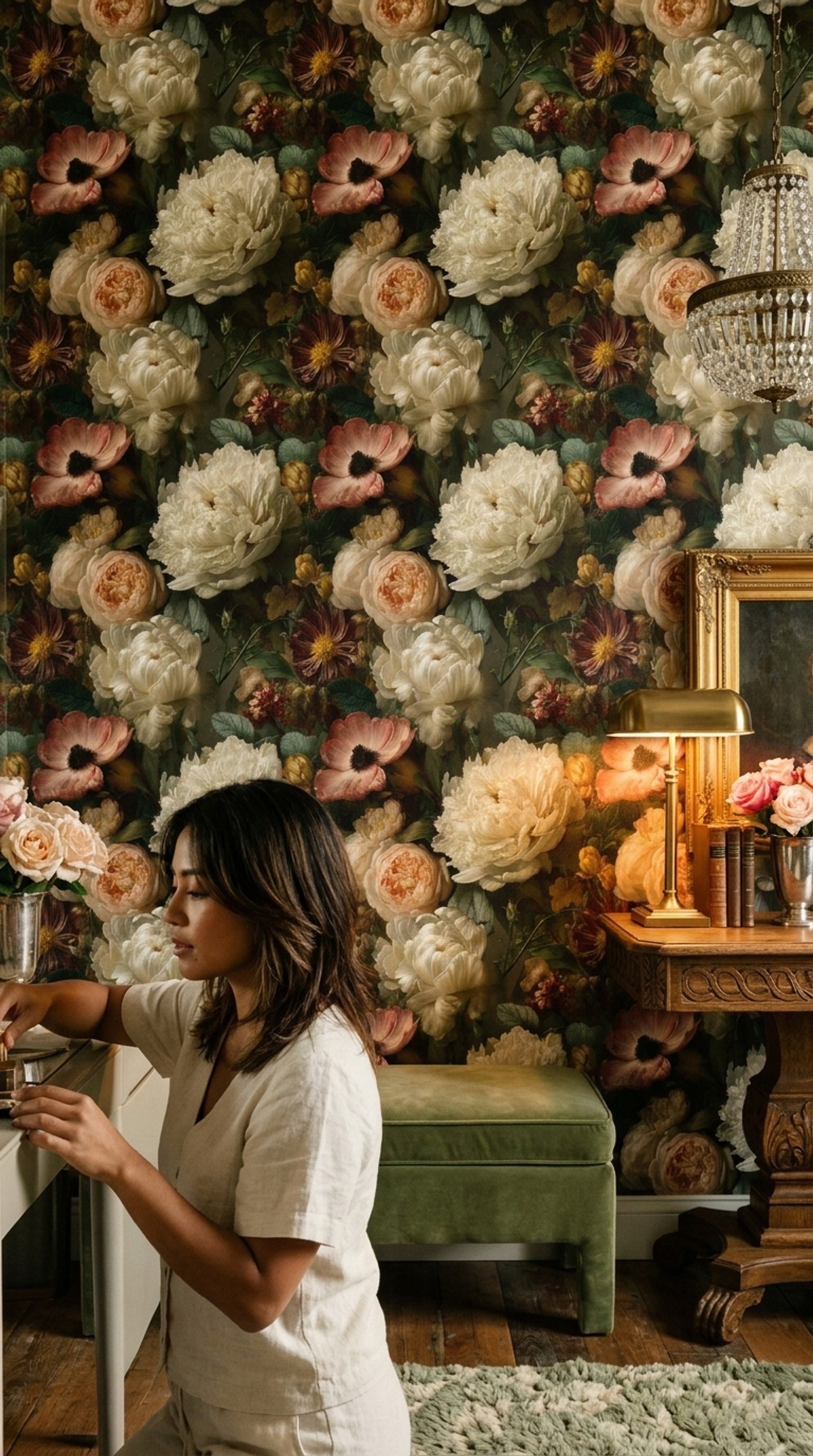 Dark Floral Wallpaper Moody Floral Botanical Removable Wall Decor