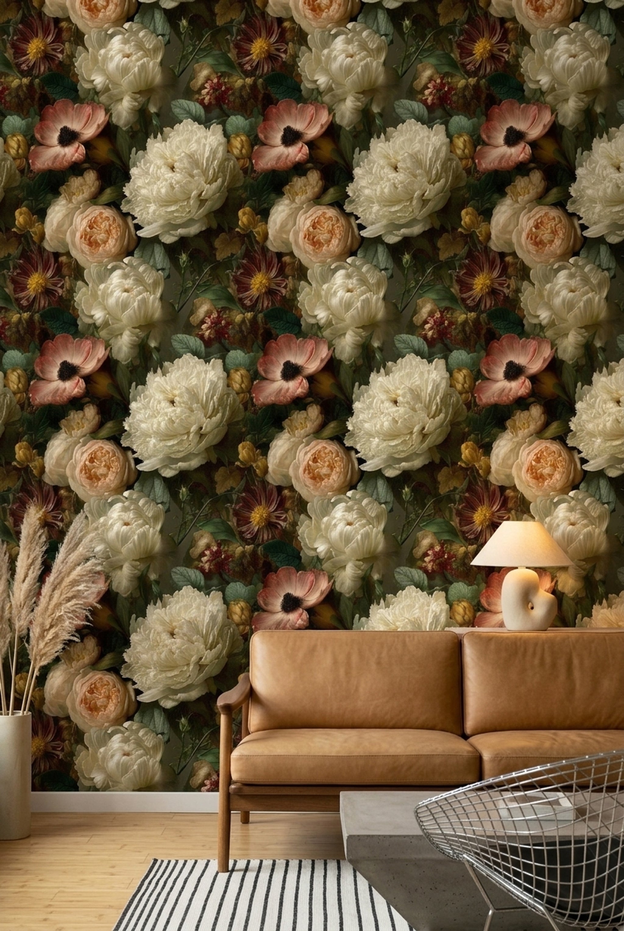 Dark Floral Wallpaper Moody Floral Botanical Removable Wall Decor