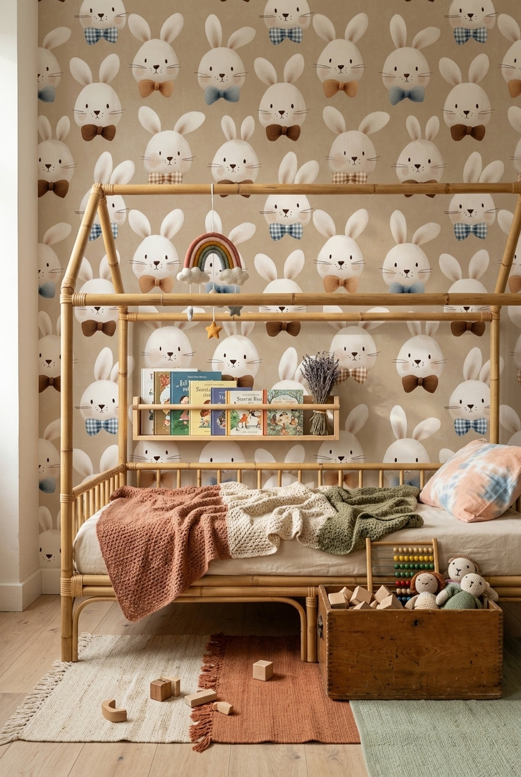 Cute Bunny Wallpaper Rabbit Faces Nursery Wallpaper Decorative Mural
