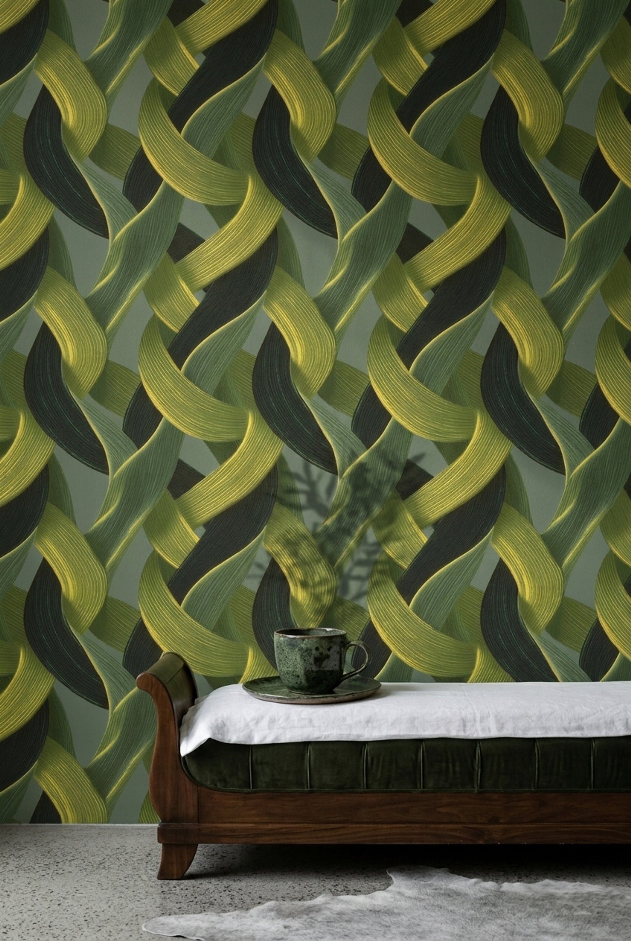 Interwoven Ribbons Wallpaper Textured Brushstroke Modern Decorative Mural