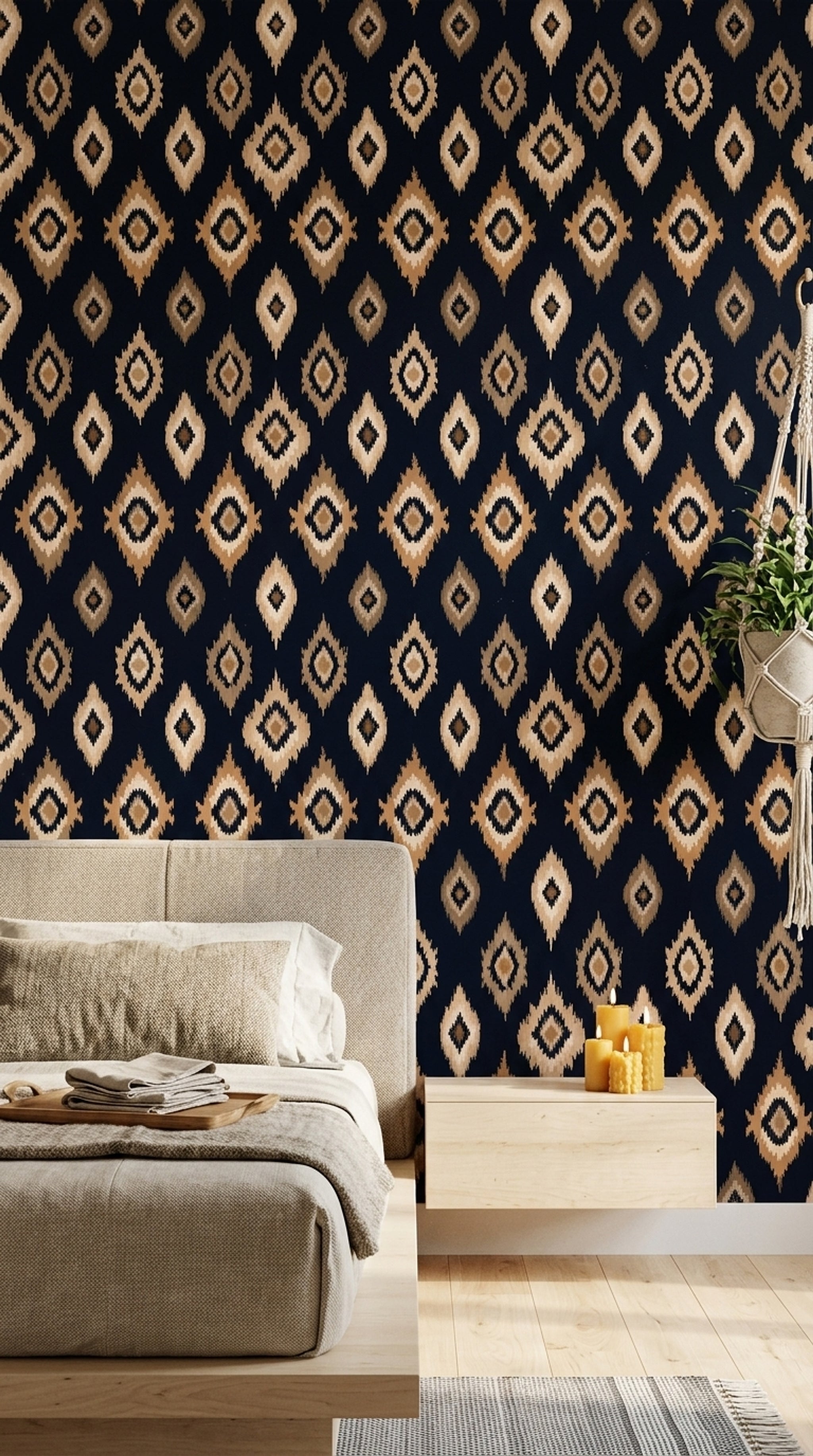 Abstract Pattern Wallpaper Ikat Modern Decorative Mural