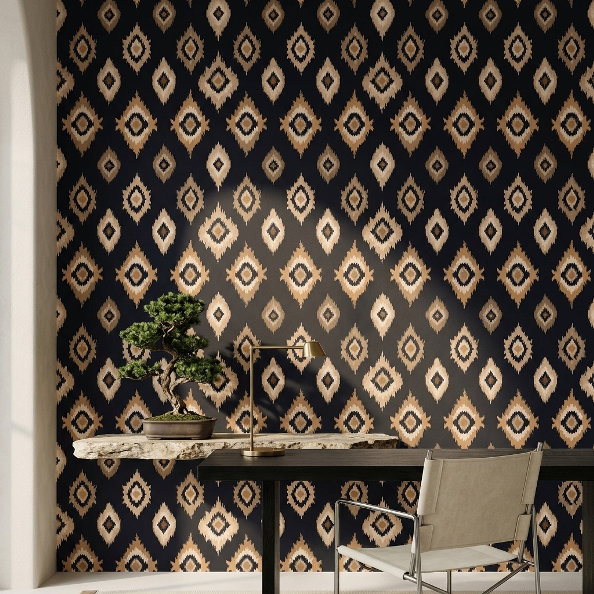 Abstract Pattern Wallpaper Ikat Modern Decorative Mural