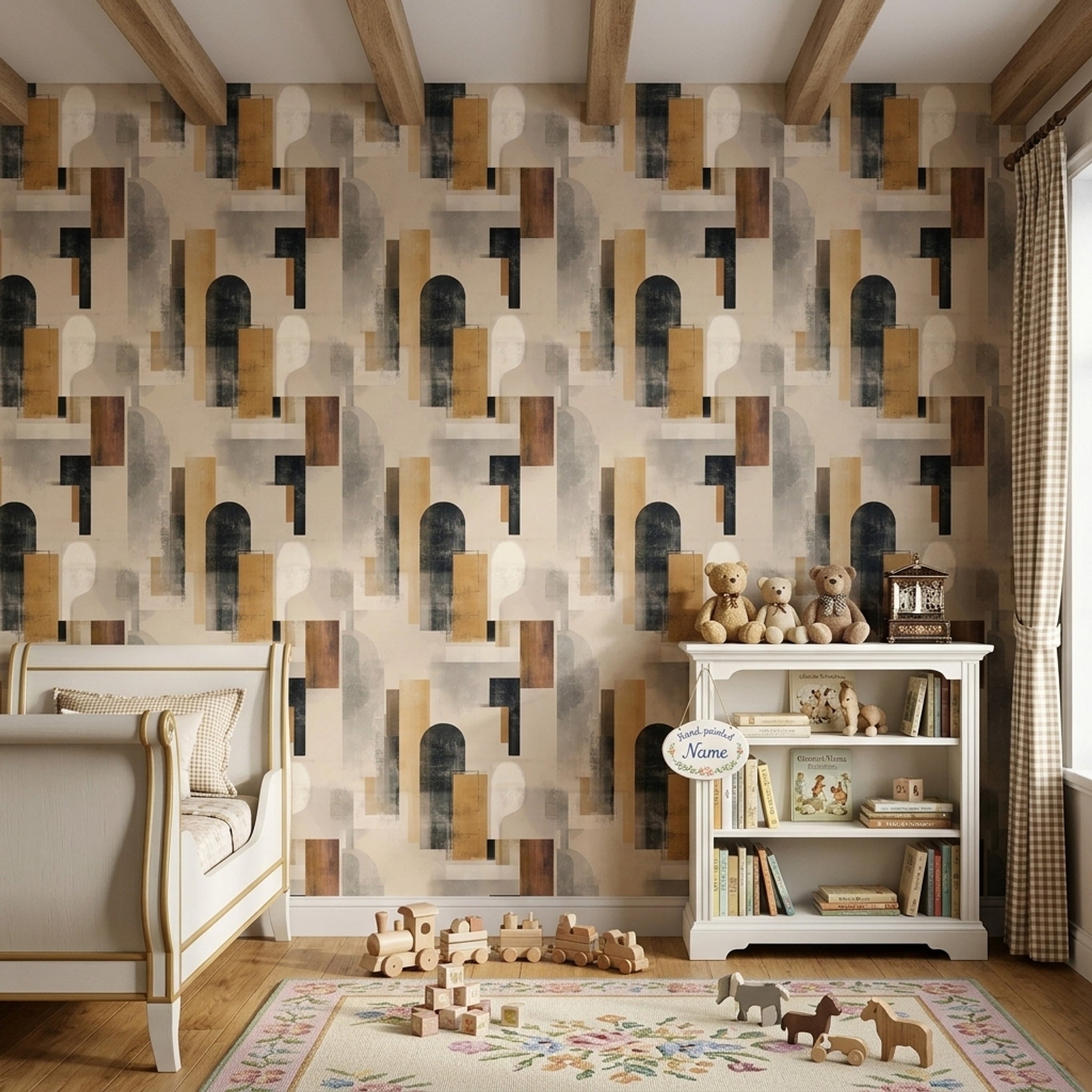 Abstract Geometric Wallpaper Modern Collage Textured Plaster Decorative Mural