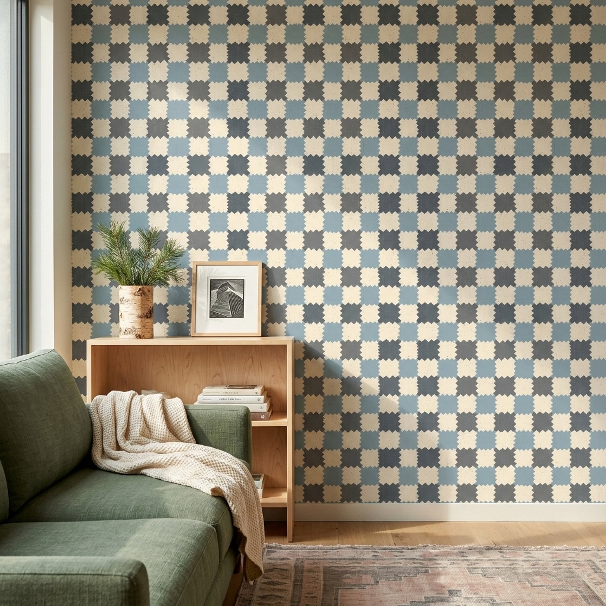 Geometric Wallpaper Ikat Inspired Distressed Texture Decorative Mural