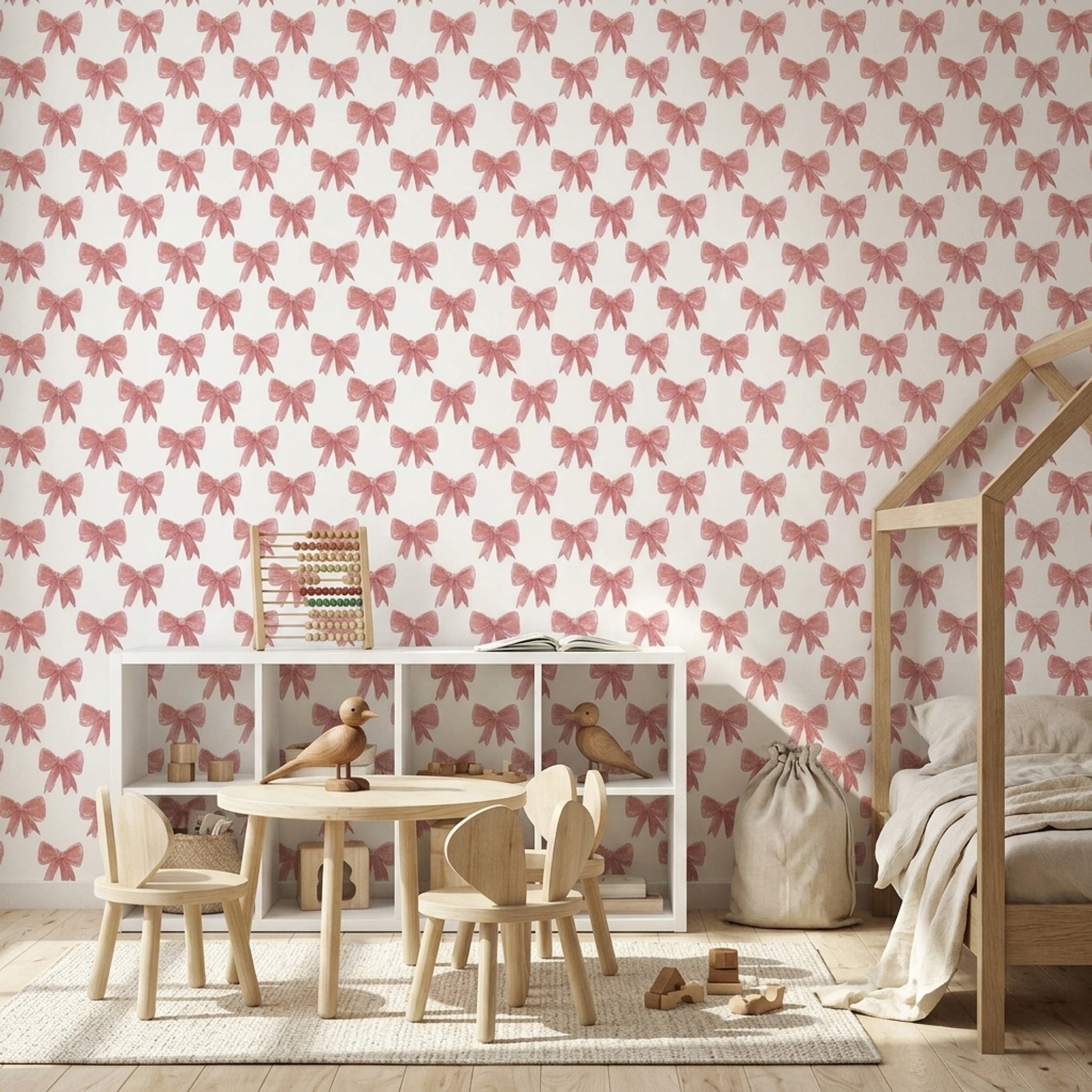 White Background Wallpaper Minimal Romantic Decorative Mural