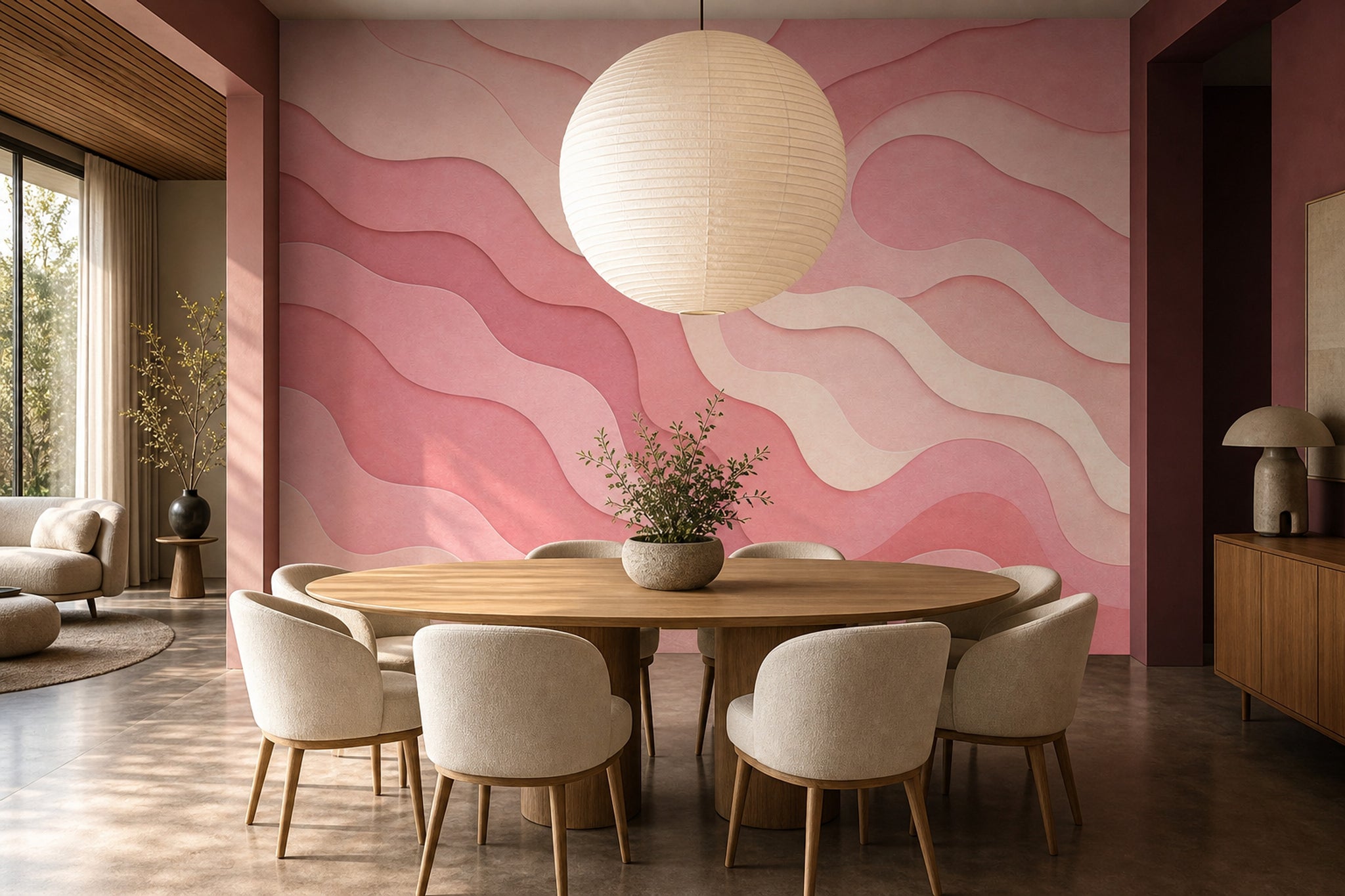 Abstract Waves Wallpaper Layered Paper Cut Removable Wavy Contours Wall Decor