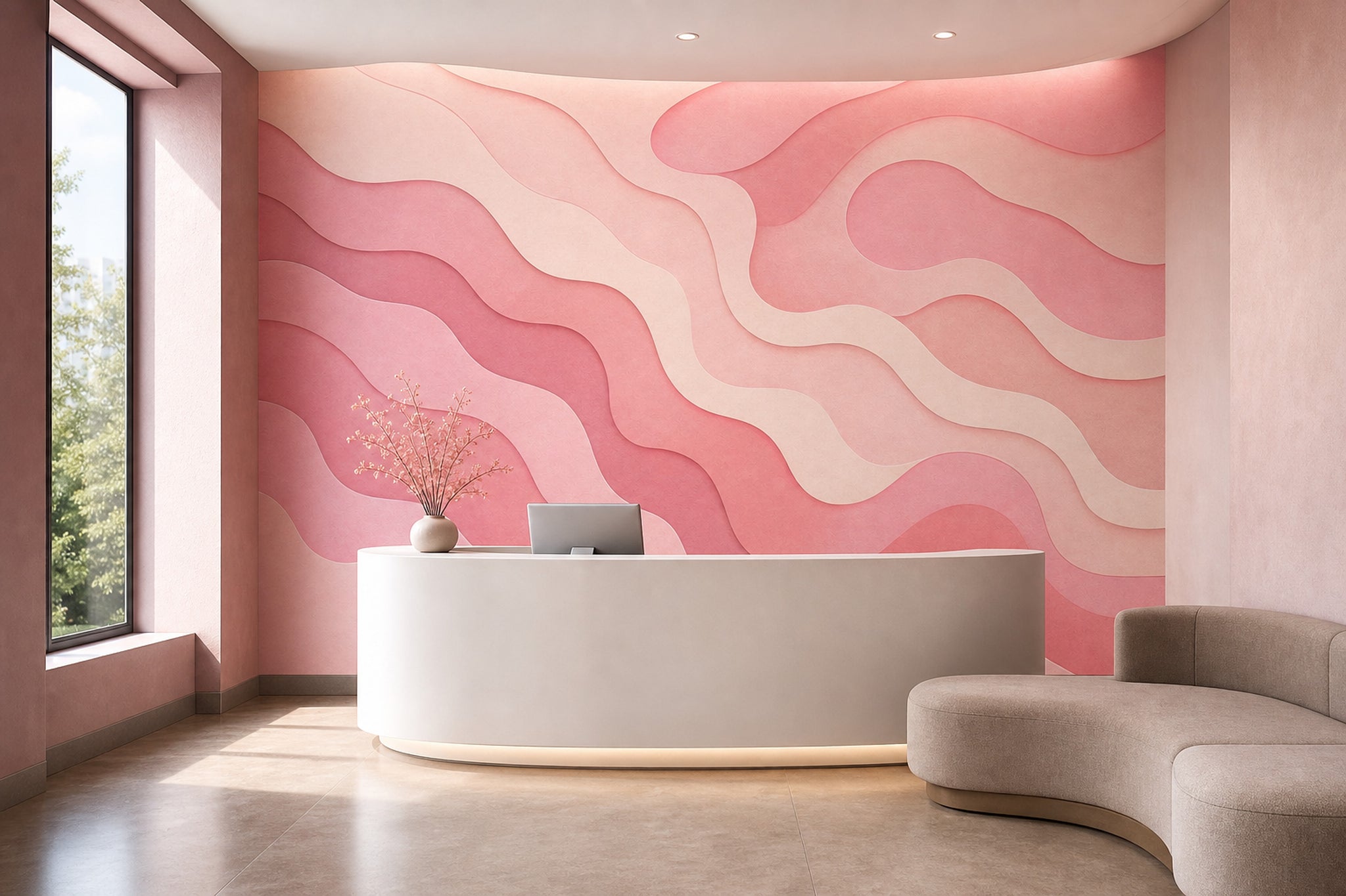 Abstract Waves Wallpaper Layered Paper Cut Removable Wavy Contours Wall Decor