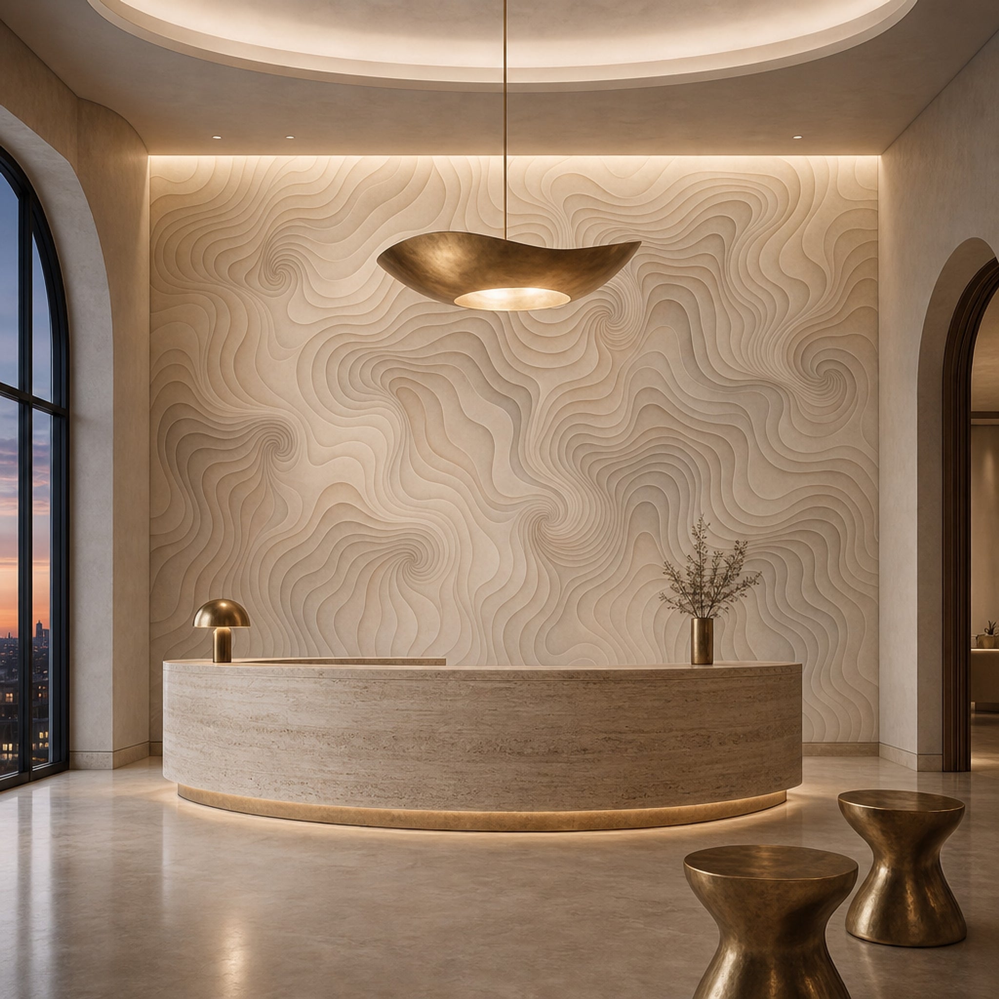 Topographic Contours Wallpaper 3D Relief Removable Wavy Lines Wall Decor