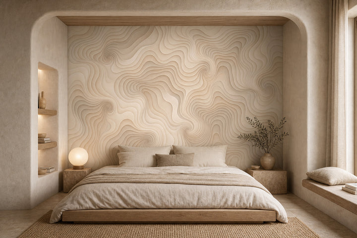 Topographic Contours Wallpaper 3D Relief Removable Wavy Lines Wall Decor