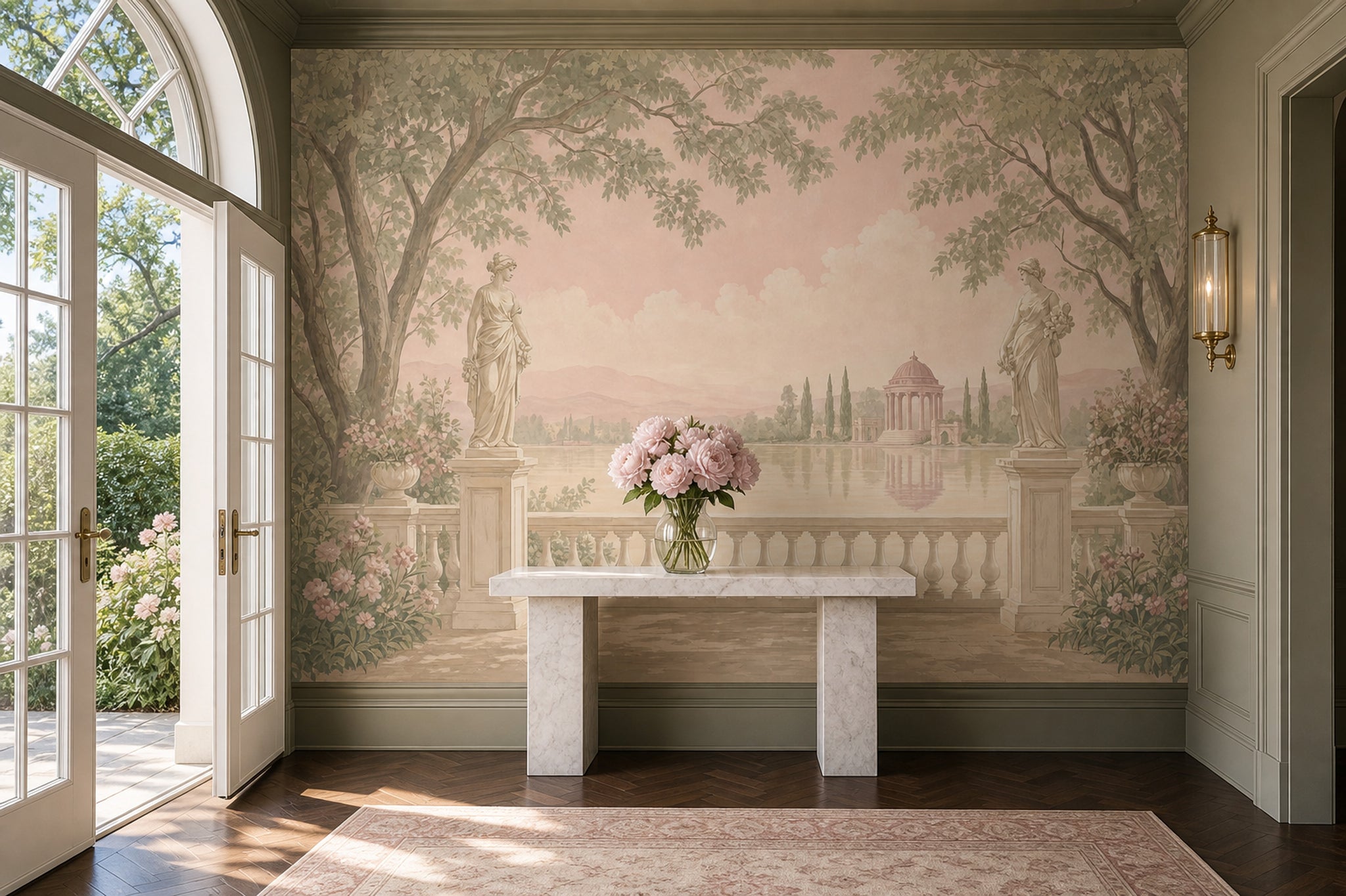 Walls Wallpaper Garden Terrace Removable Neoclassical Wall Decor