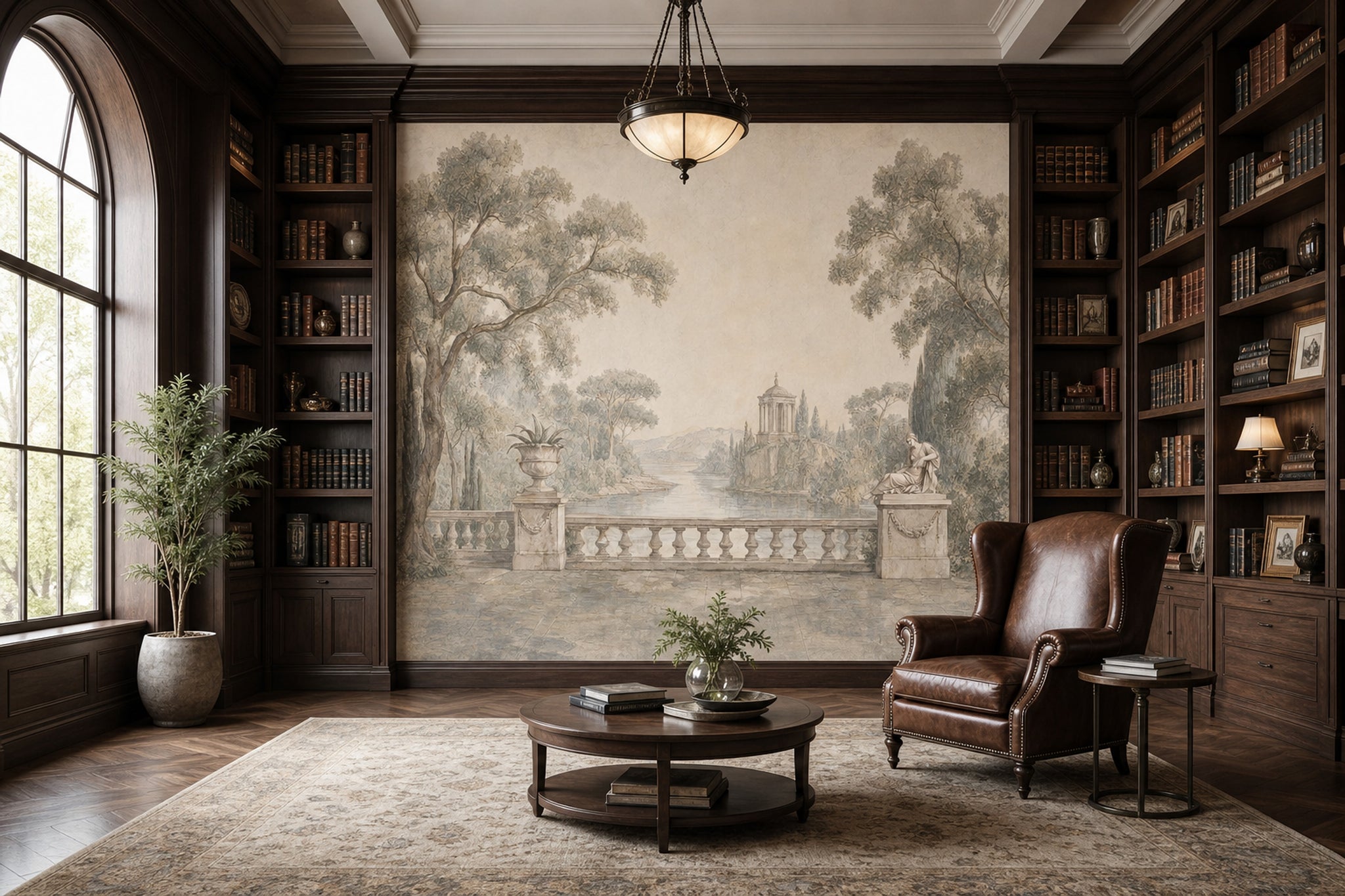 Classical Landscape Wallpaper Antique Fresco Roman Temple Pavilion Wall Mural