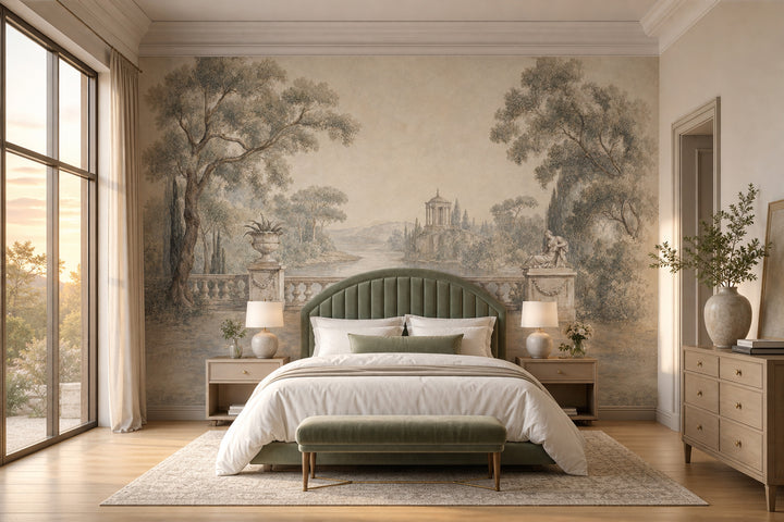 Classical Landscape Wallpaper Antique Fresco Roman Temple Pavilion Wall Mural