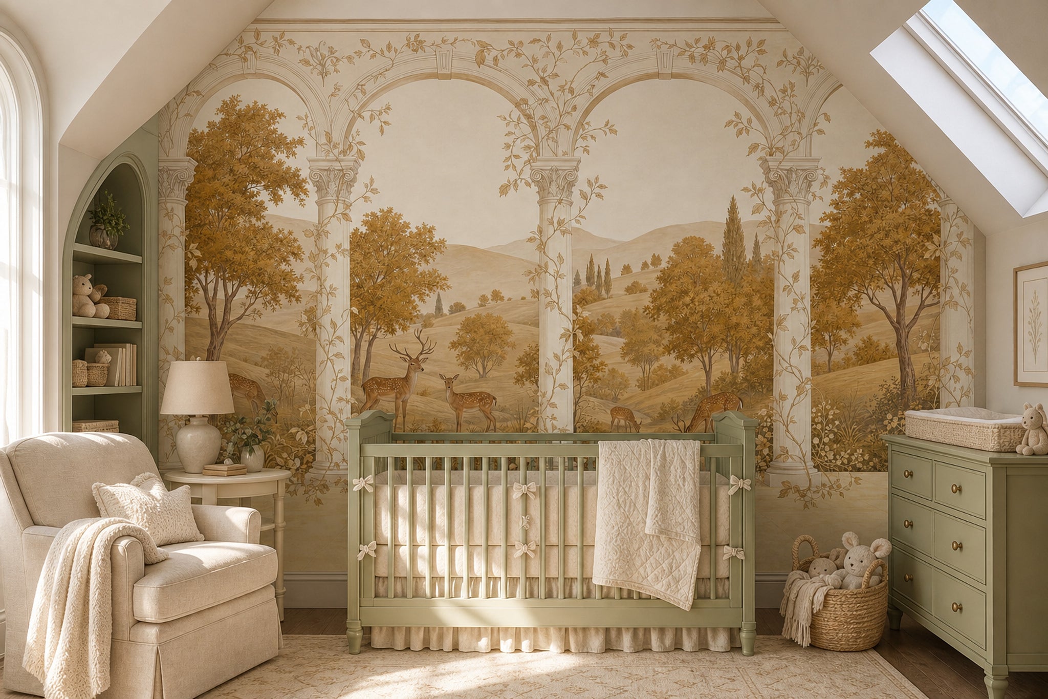 Classical Arches Wallpaper Columns Removable Pastoral Landscape Wall Decor