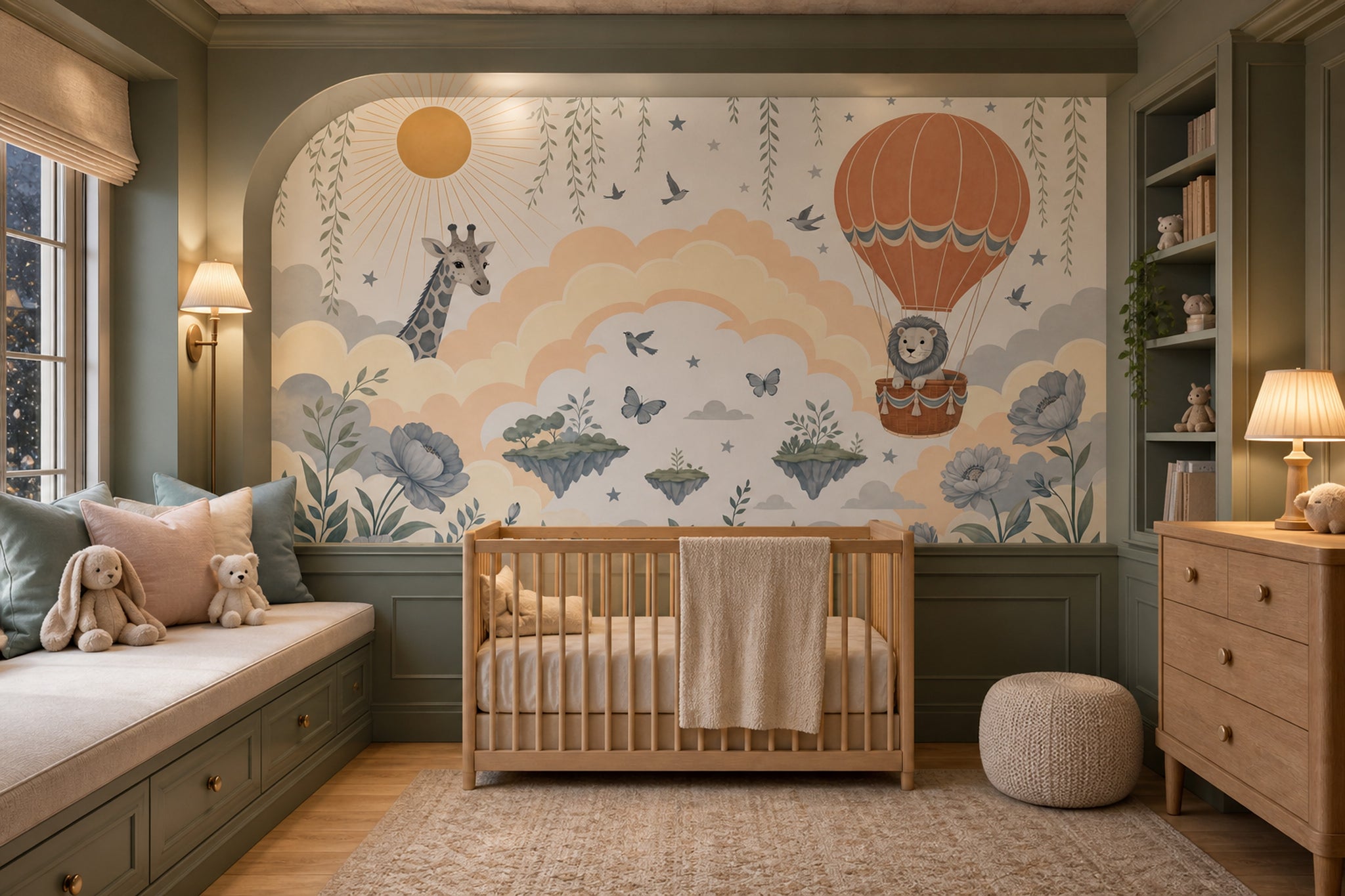 White Background Wallpaper Hot Air Balloon Wallpaper Wall Mural