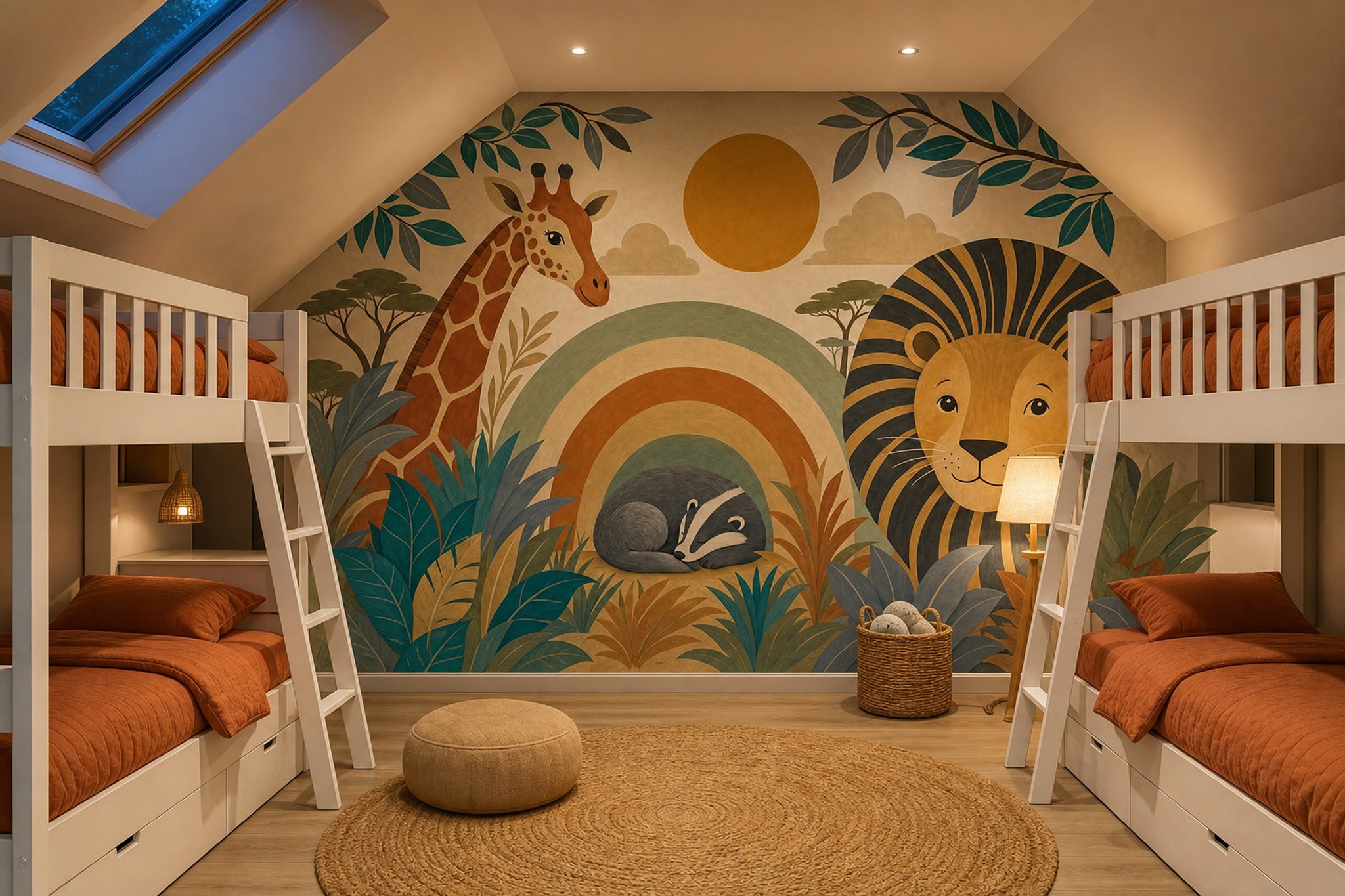Nursery Wall Mural Wallpaper Safari Rainbow Arches Wall Mural