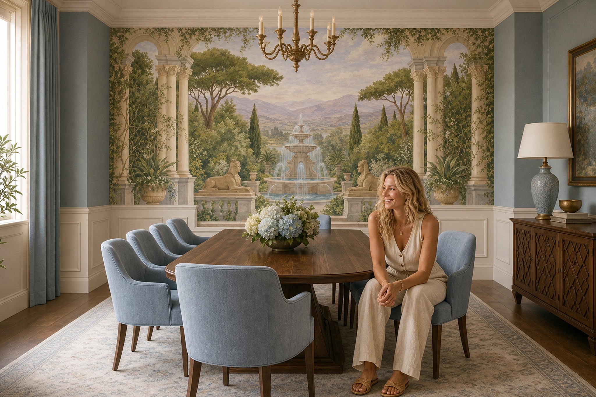 Classical Garden Wallpaper Fountain Columns And Arches Wall Mural