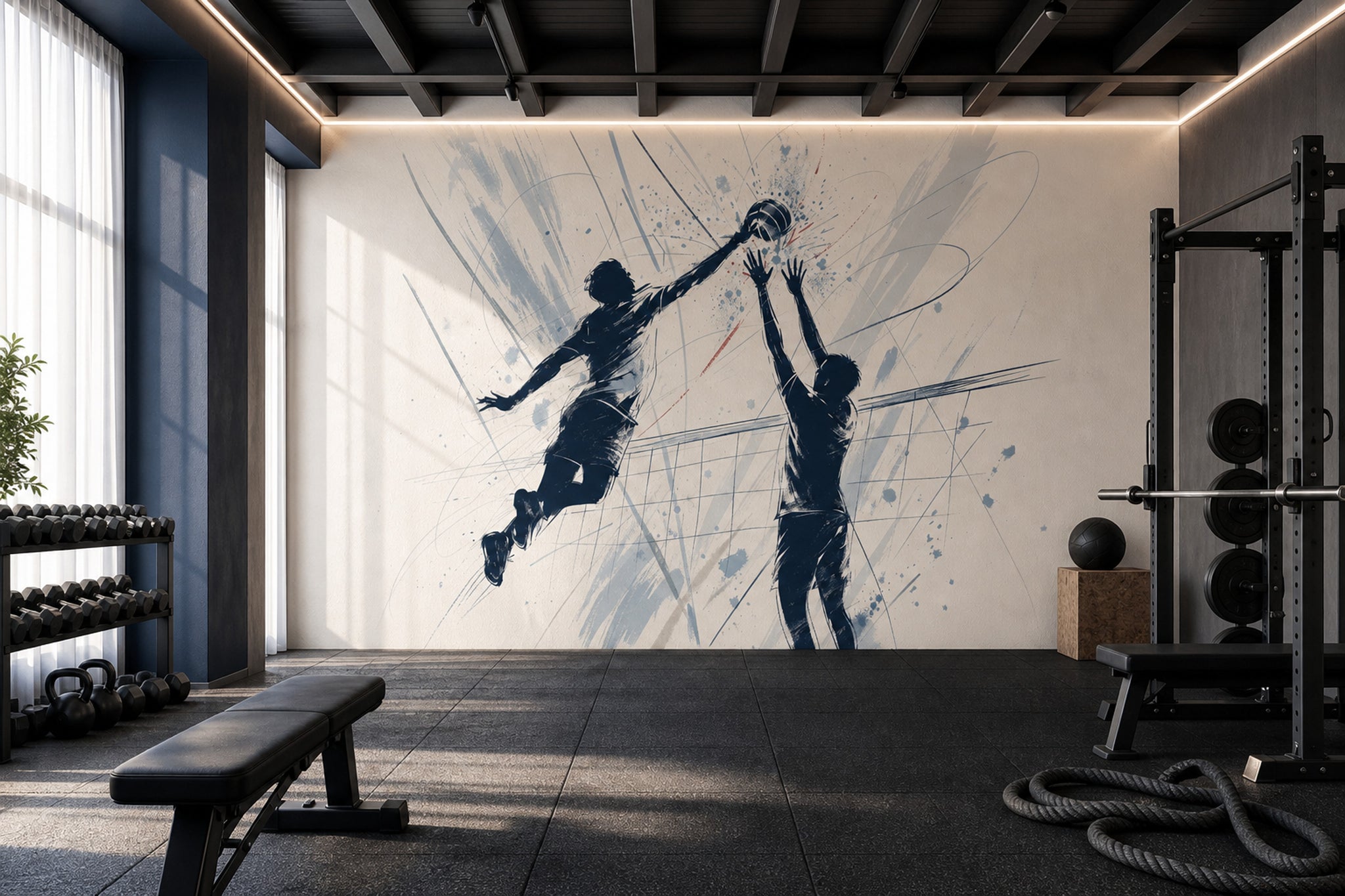 Bright Background Wallpaper Volleyball Sport Removable Wall Decor