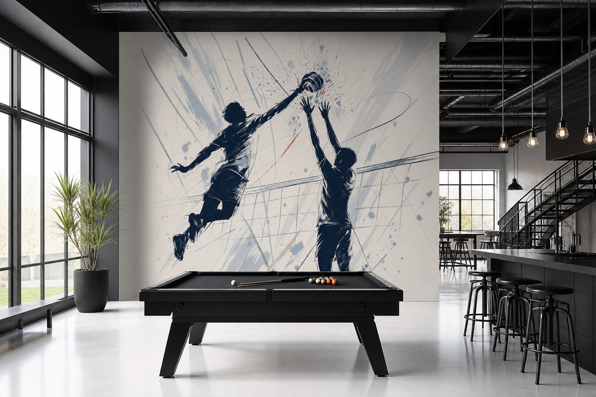 Bright Background Wallpaper Volleyball Sport Removable Wall Decor