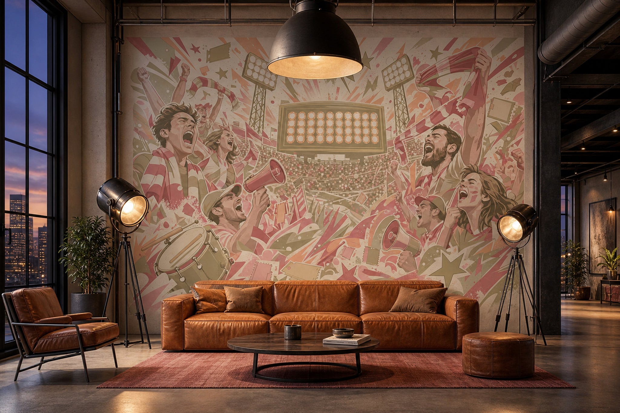 Sports Stadium Wallpaper Cheering Fans Scoreboard Wall Mural