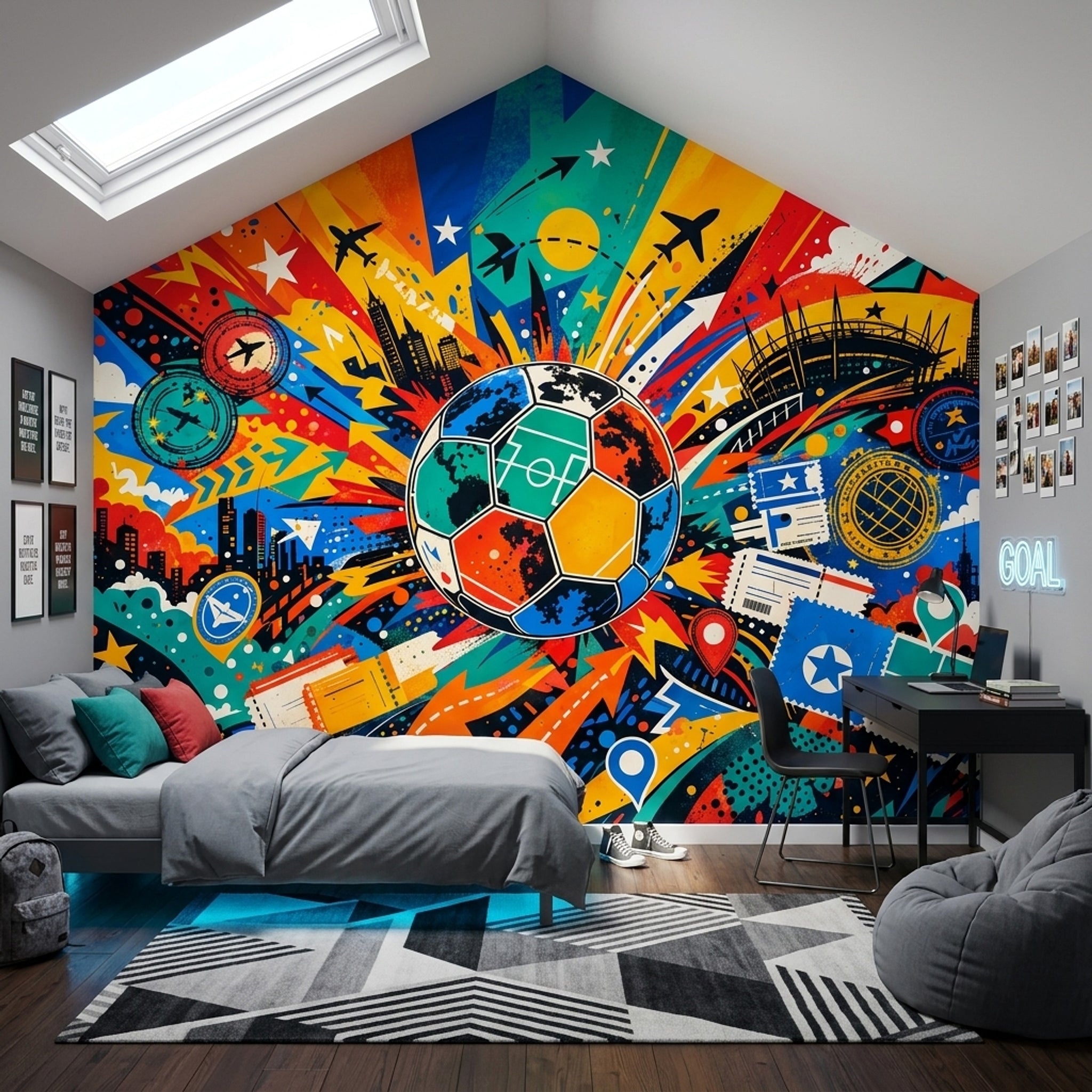 Soccer Wallpaper Sports Removable Travel Wall Decor