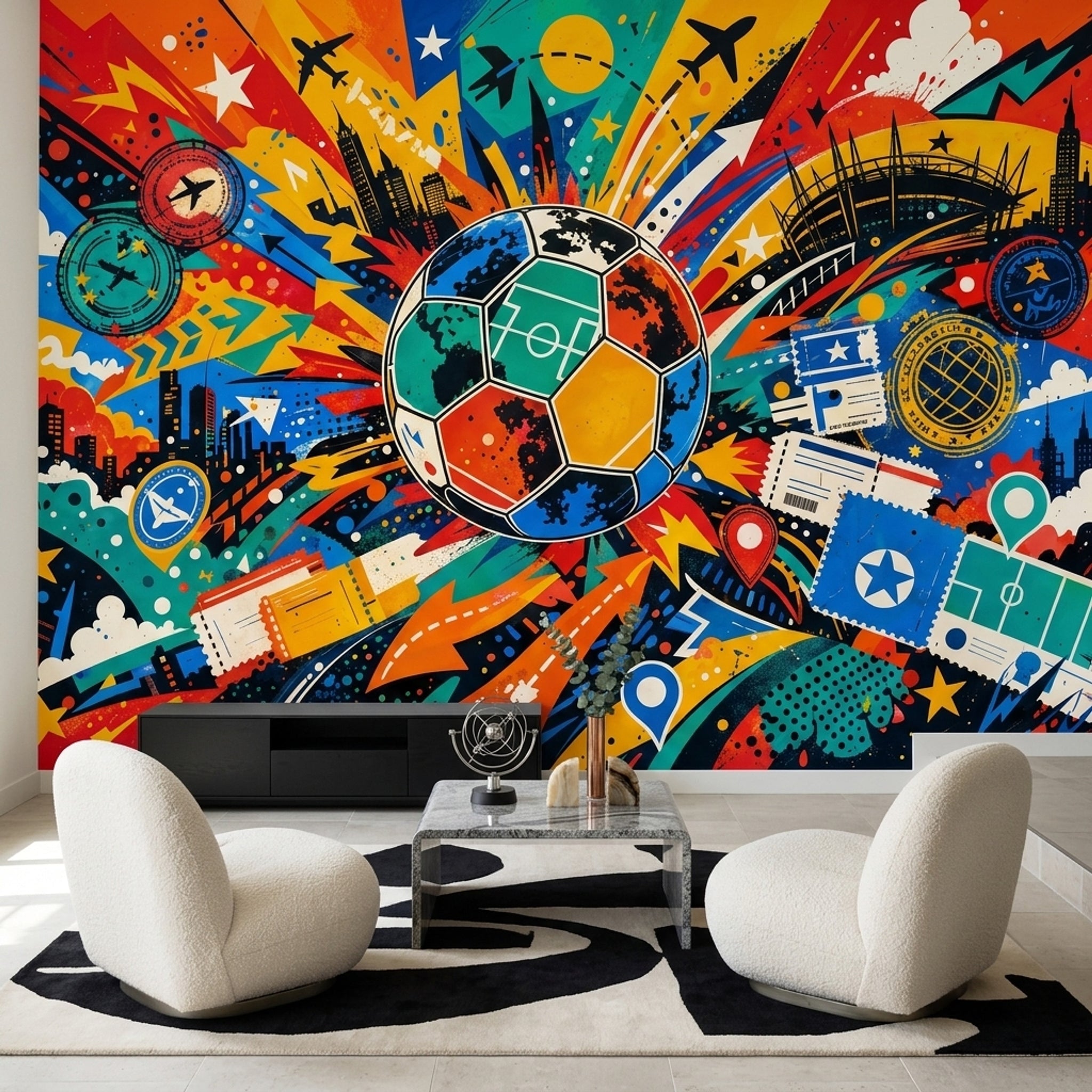 Soccer Wallpaper Sports Removable Travel Wall Decor