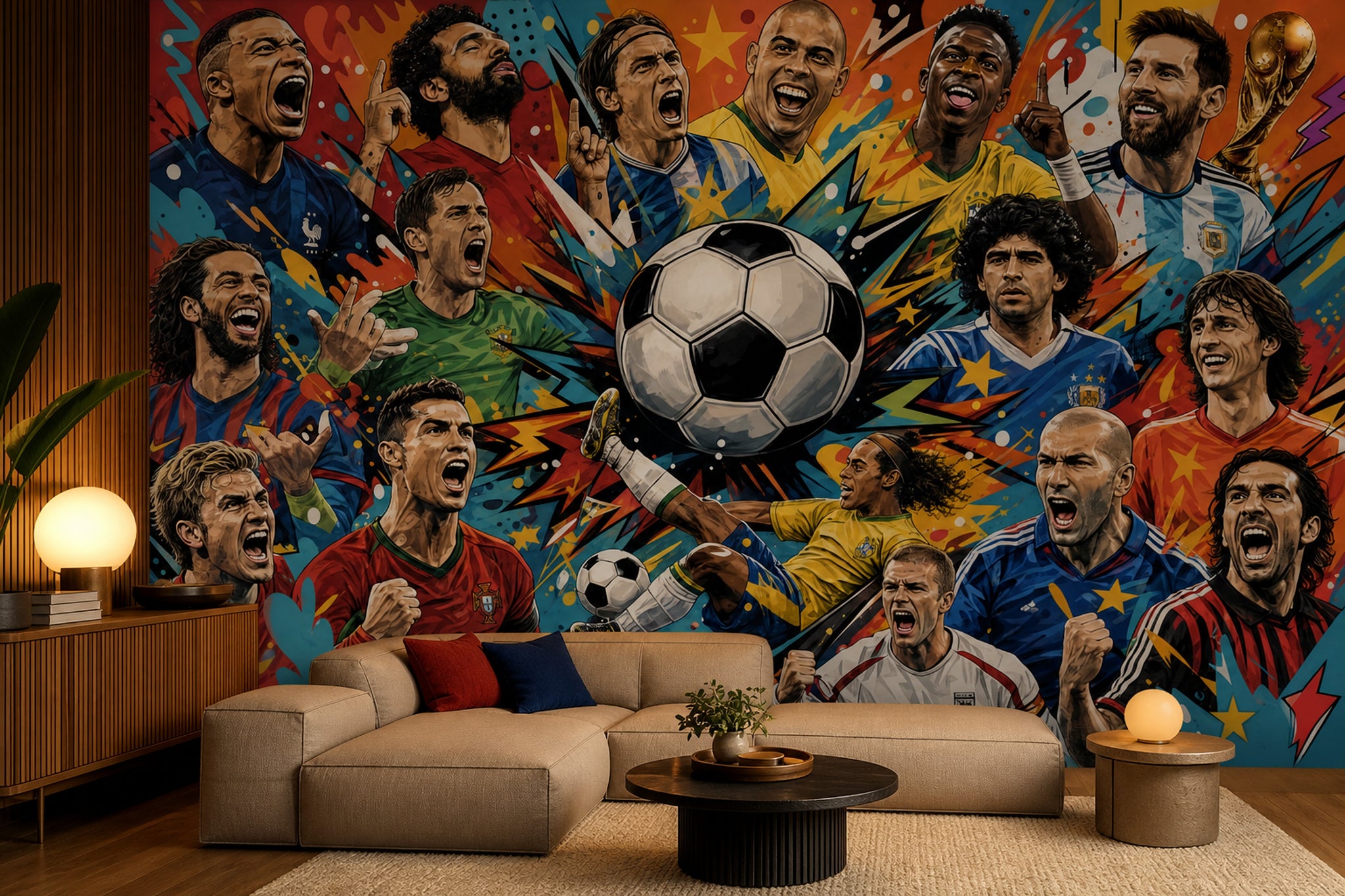Sports Collage Wallpaper Soccer Removable Trophy Wall Decor