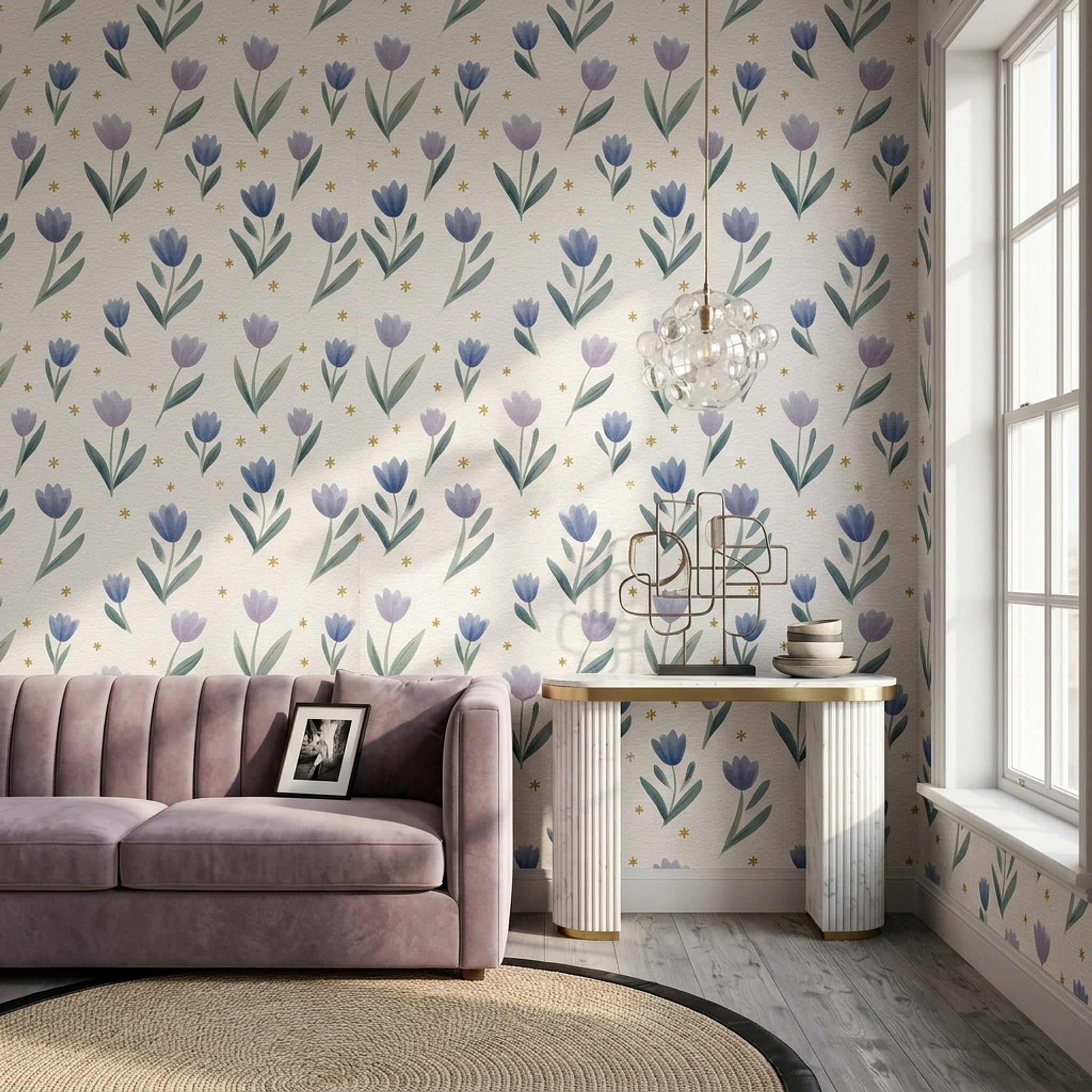 White Background Wallpaper Textured Floral Removable Wall Decor