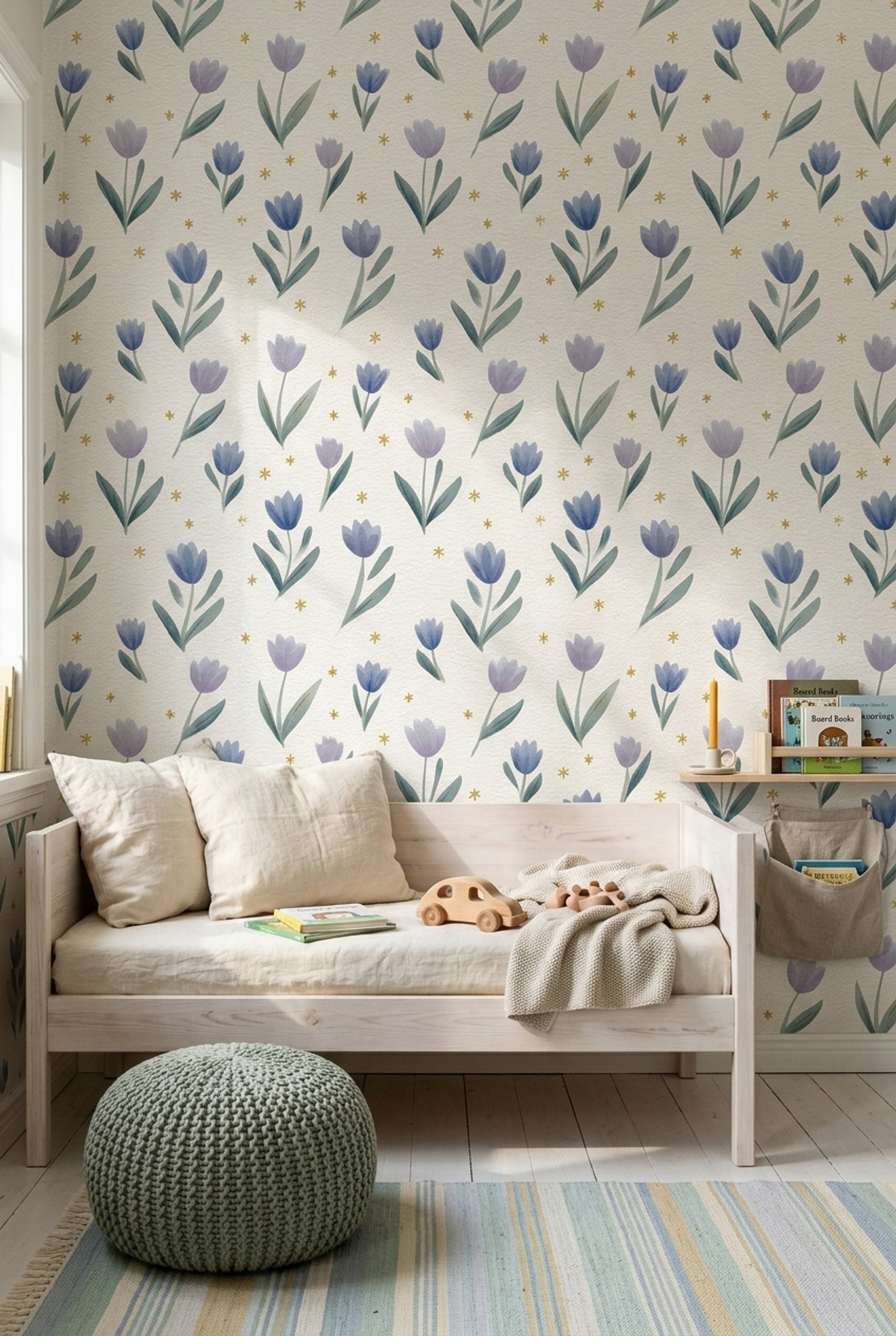 White Background Wallpaper Textured Floral Removable Wall Decor