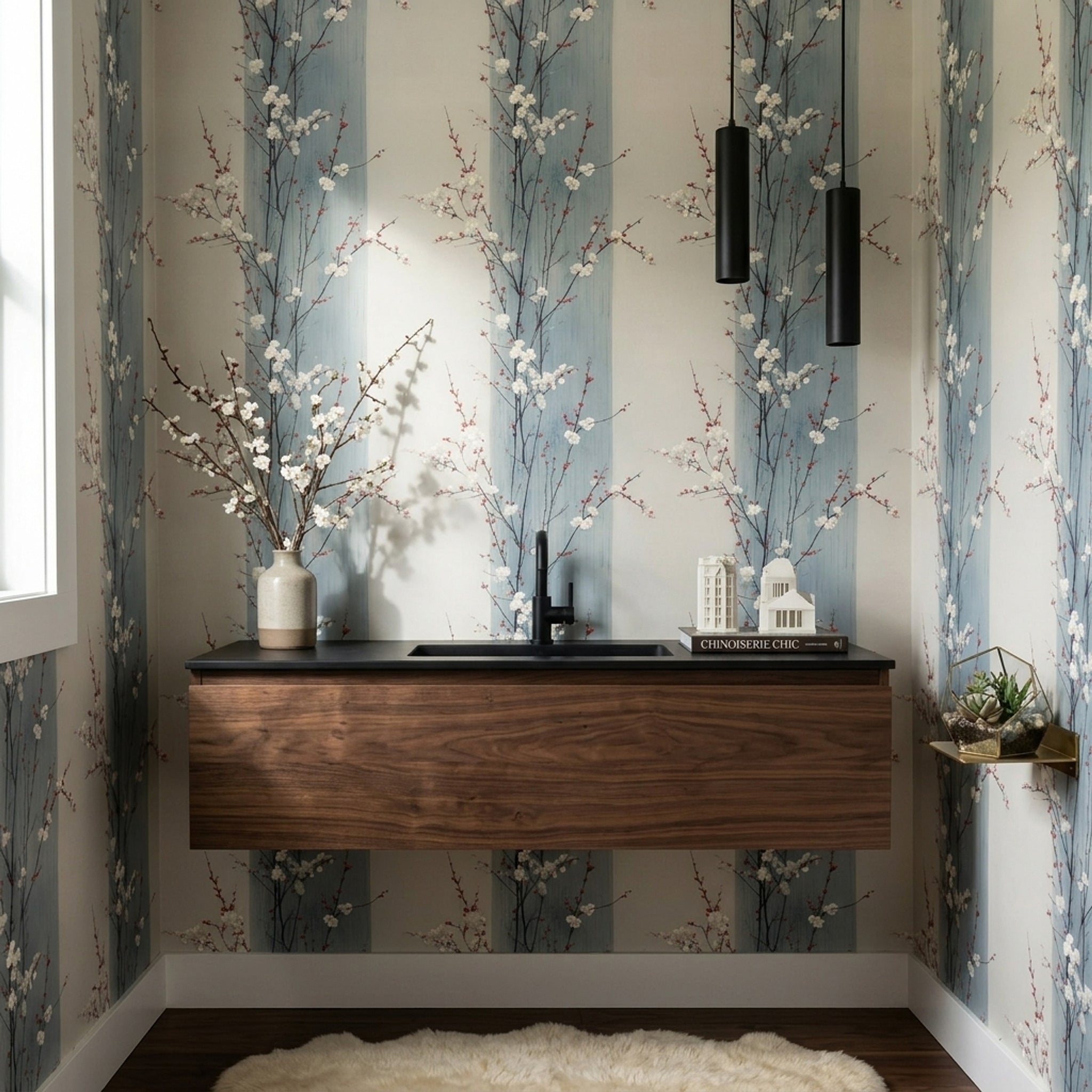 Cherry Blossom Wallpaper Plum Blossom Ink Wash Decorative Mural