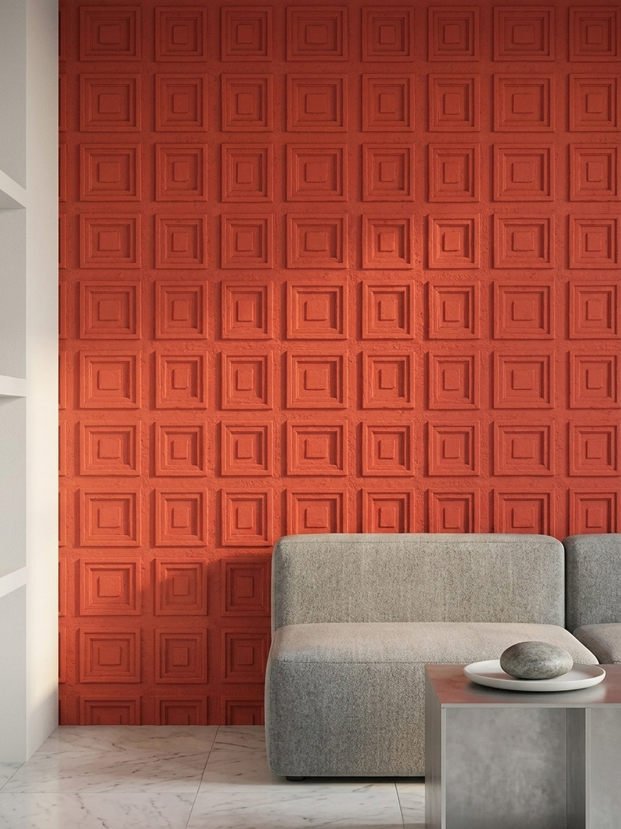 3D Relief Wallpaper Concentric Squares Removable Stucco Texture Wall Double Roll