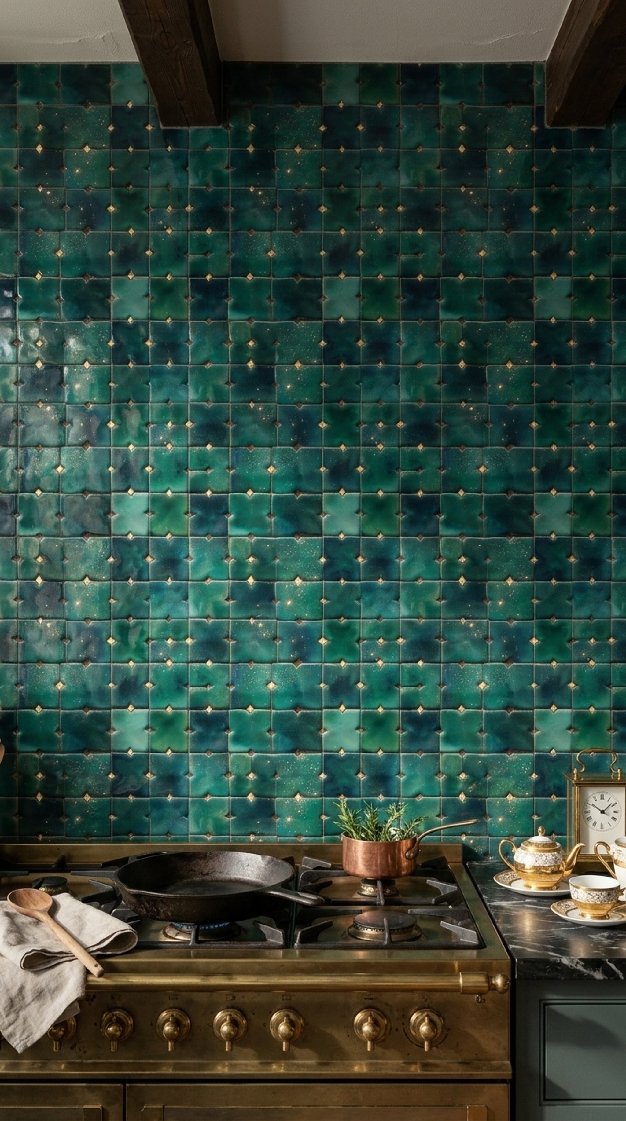 Geometric Tile Wallpaper Moroccan Mosaic Glazed Ceramic Removable Wall Decor