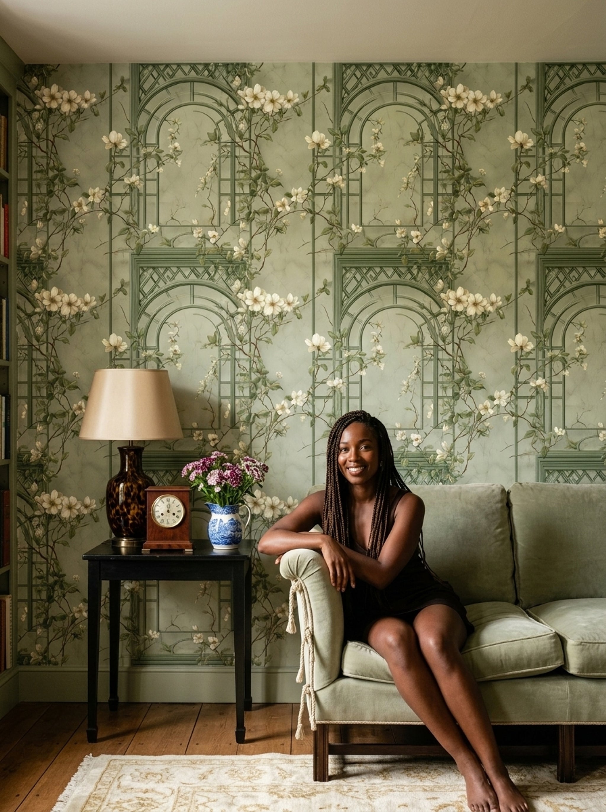 Muted Green Wallpaper Botanical Removable Floral Wall Double Roll