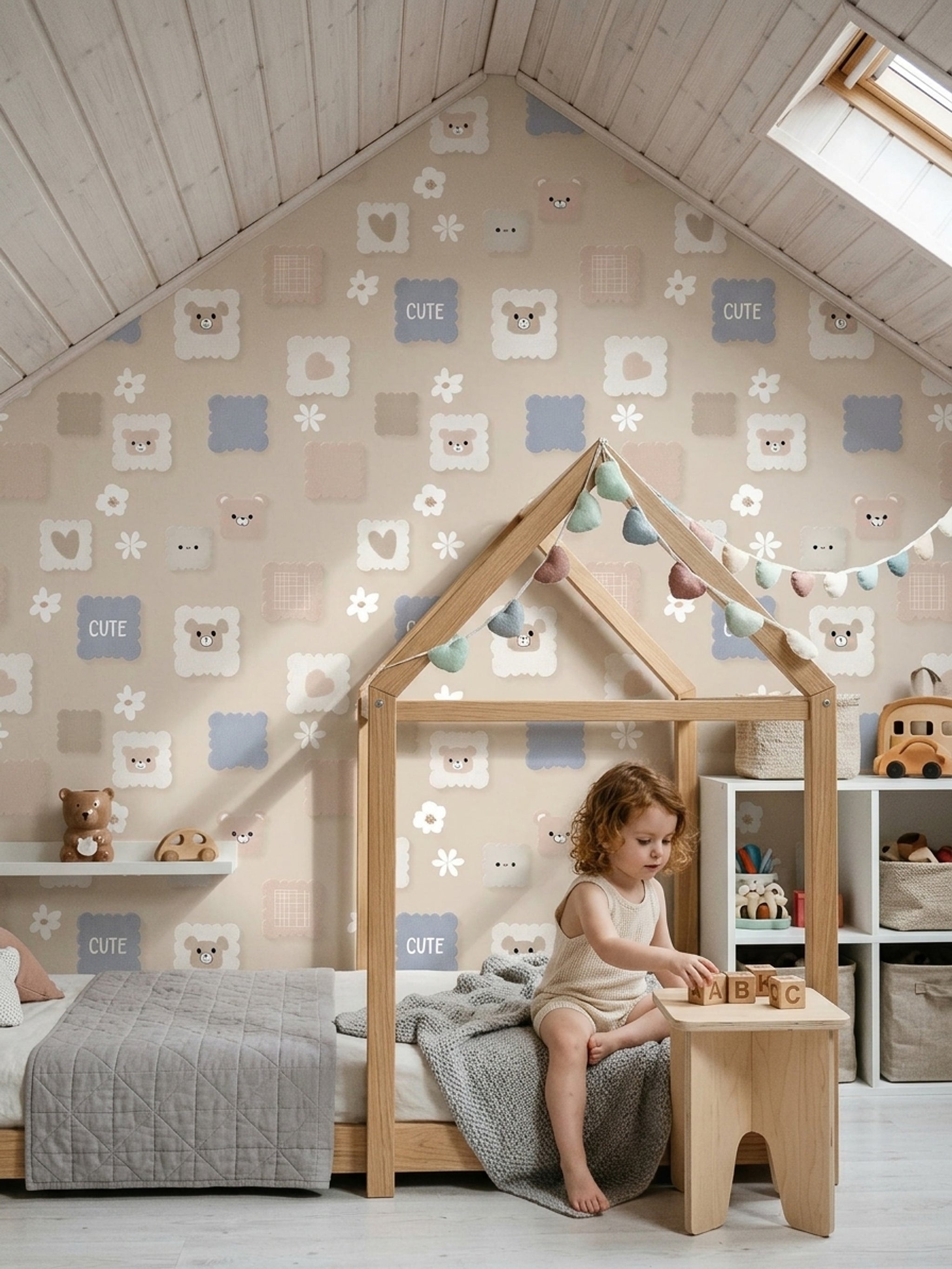 Teddy Bear Wallpaper Nursery Pastel Decorative Mural