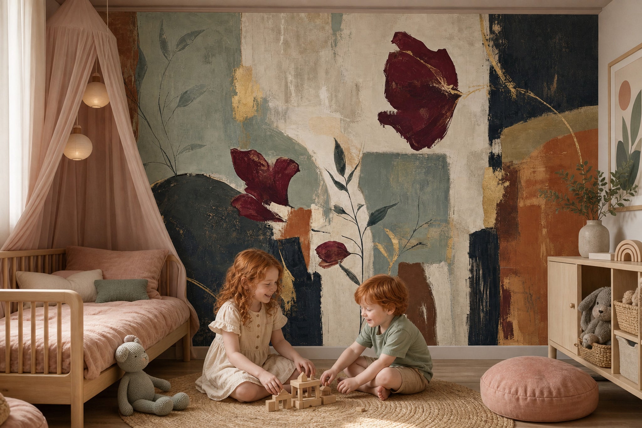 Muted Green Wallpaper Sage Green Terracotta Wall Mural