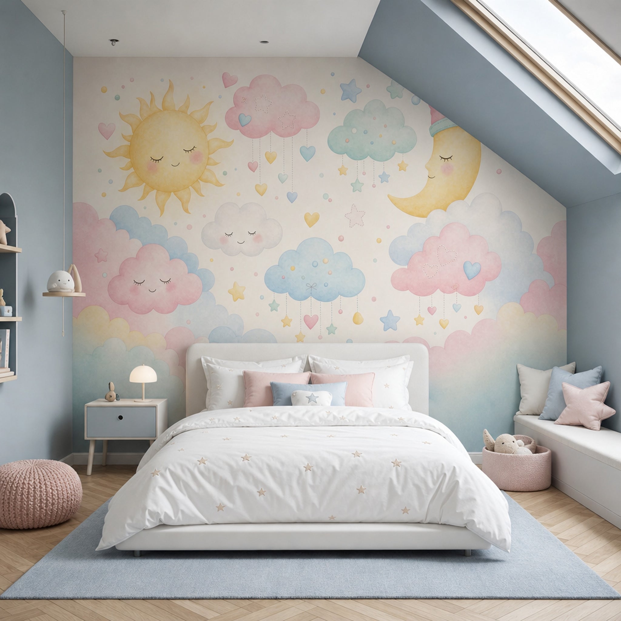 White Background Wallpaper Nursery Removable Kids Wall Decor
