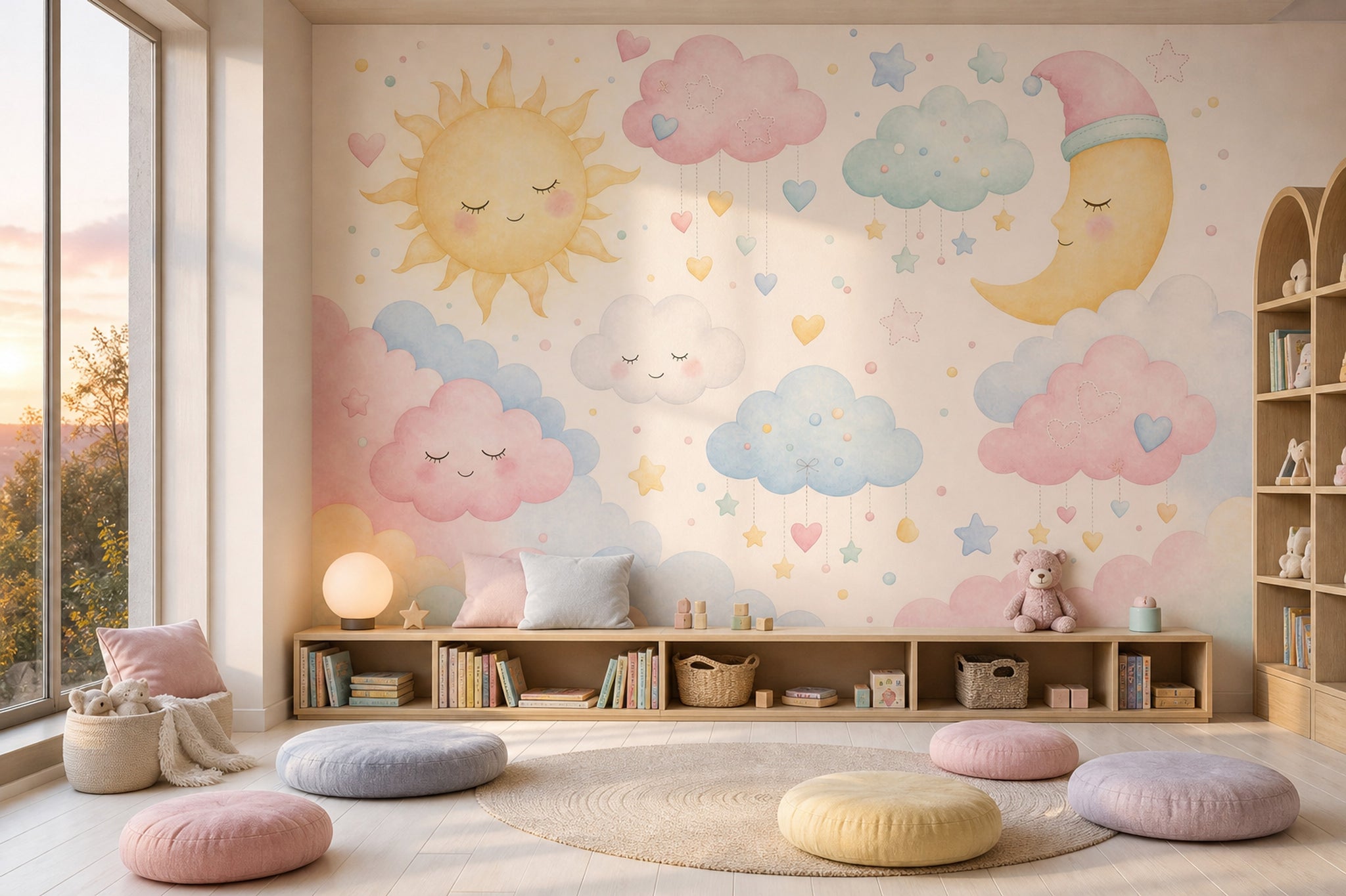 White Background Wallpaper Nursery Removable Kids Wall Decor