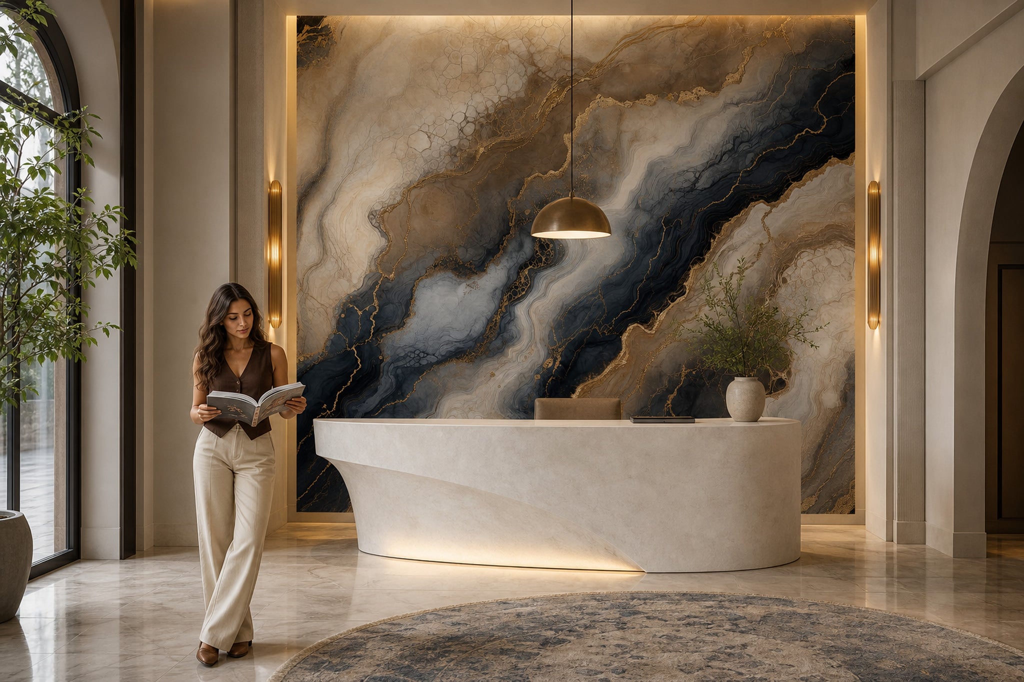 Abstract Marble Wallpaper Gold Veining Removable Luxury Glam Wall Decor