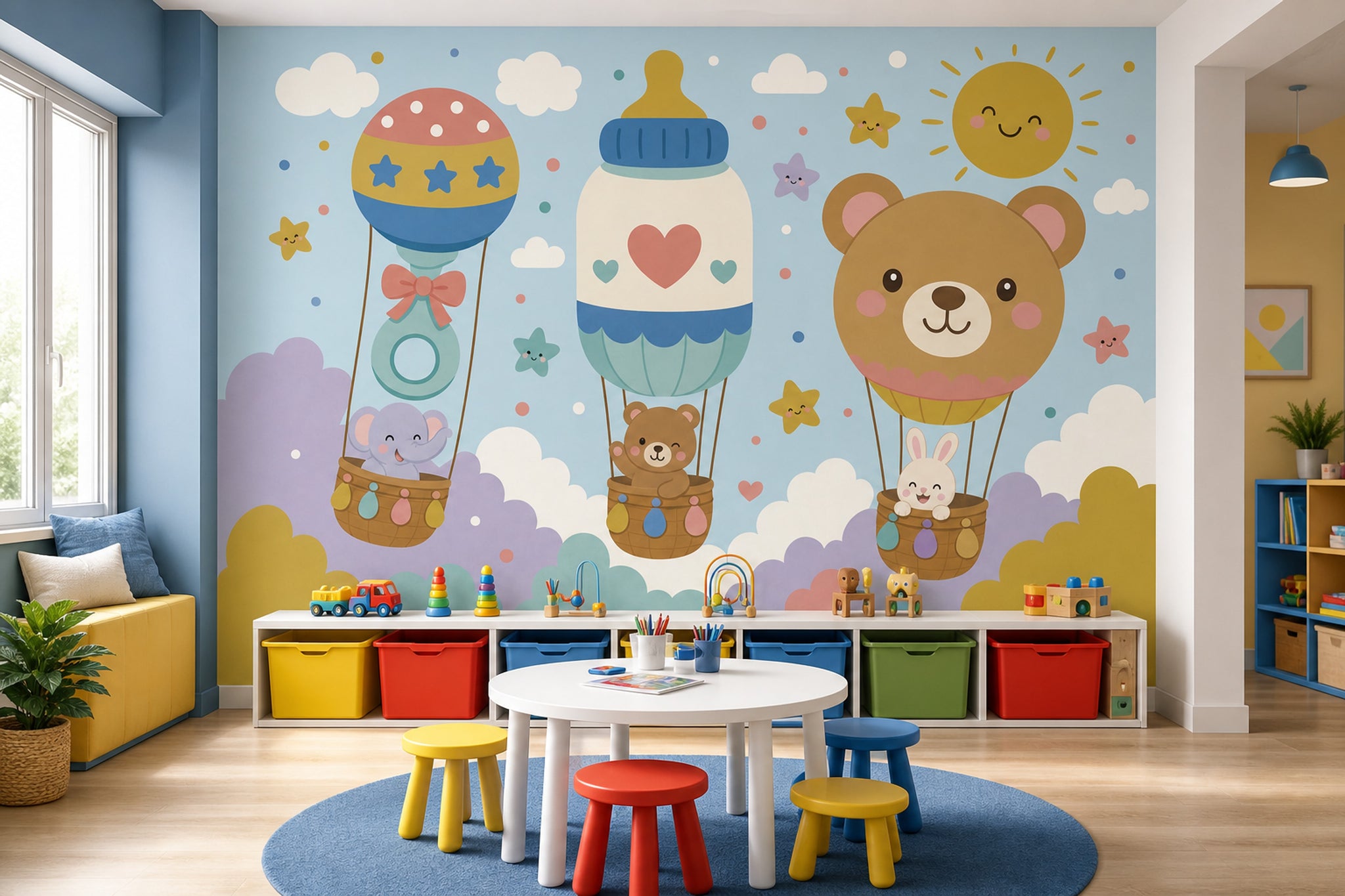 Hot Air Balloons Wallpaper Kids Nursery Removable Wall Decor