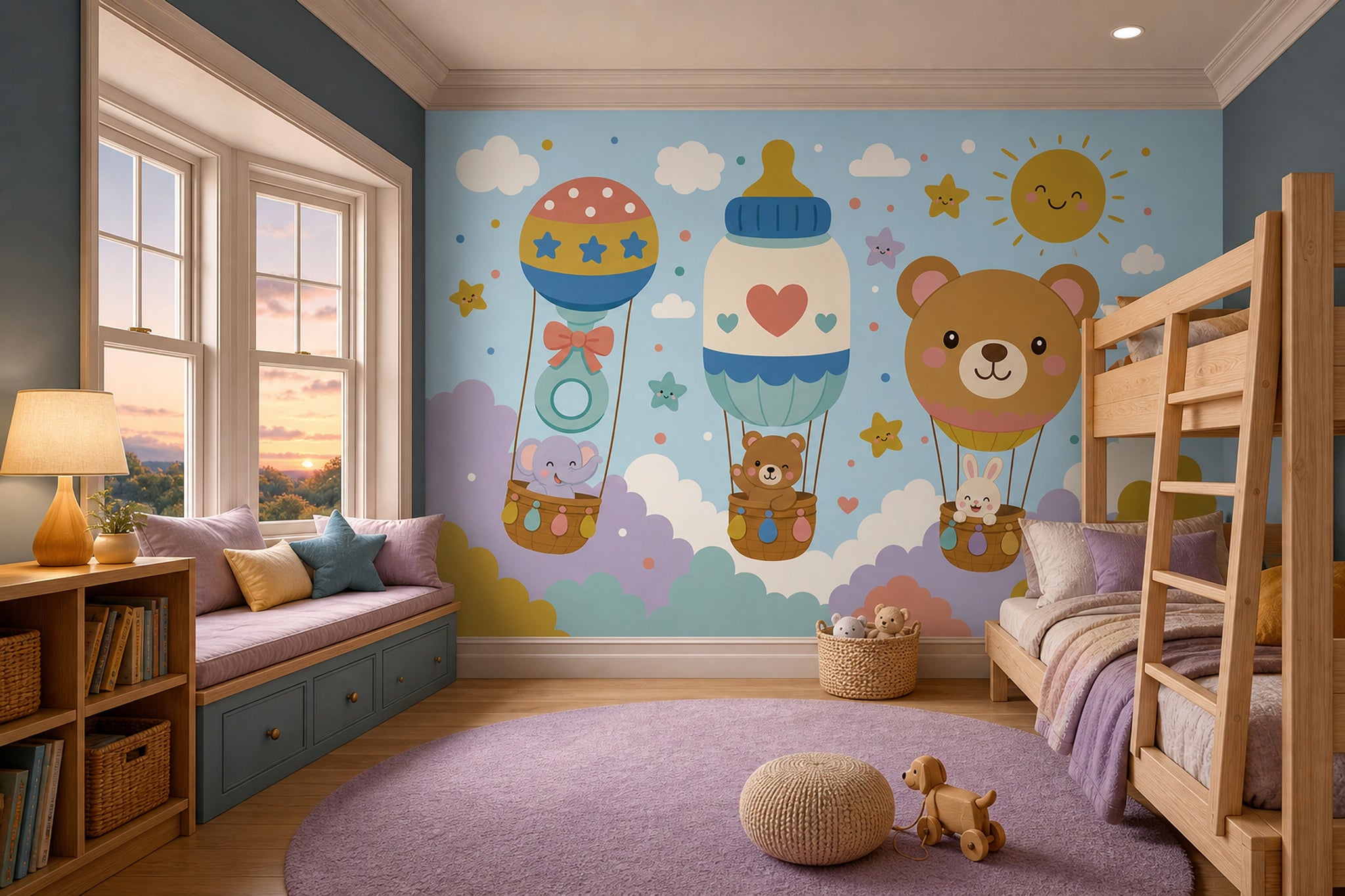 Hot Air Balloons Wallpaper Kids Nursery Removable Wall Decor
