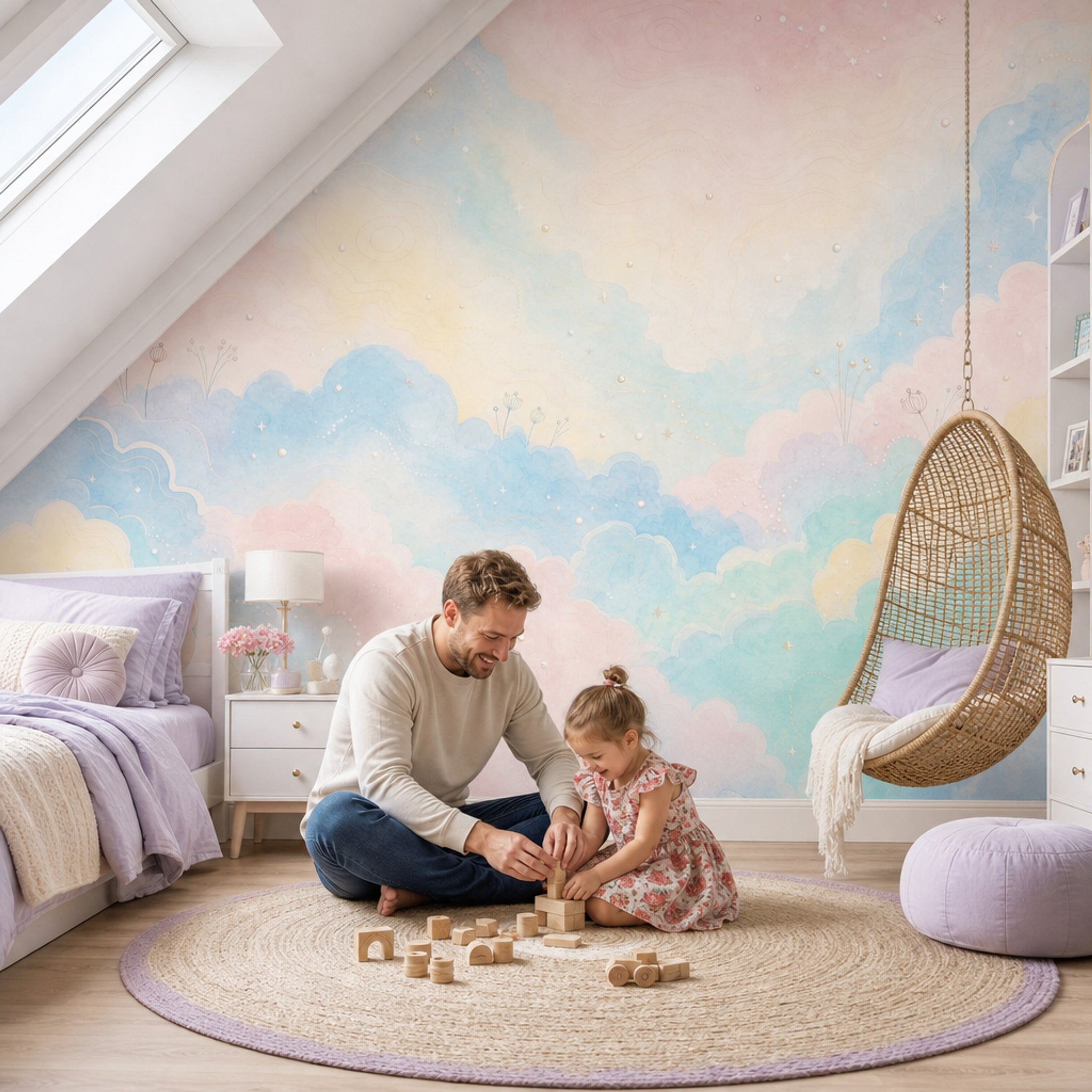 Topographic Map Wallpaper Contour Lines Pastel Sky Removable Wall Decor