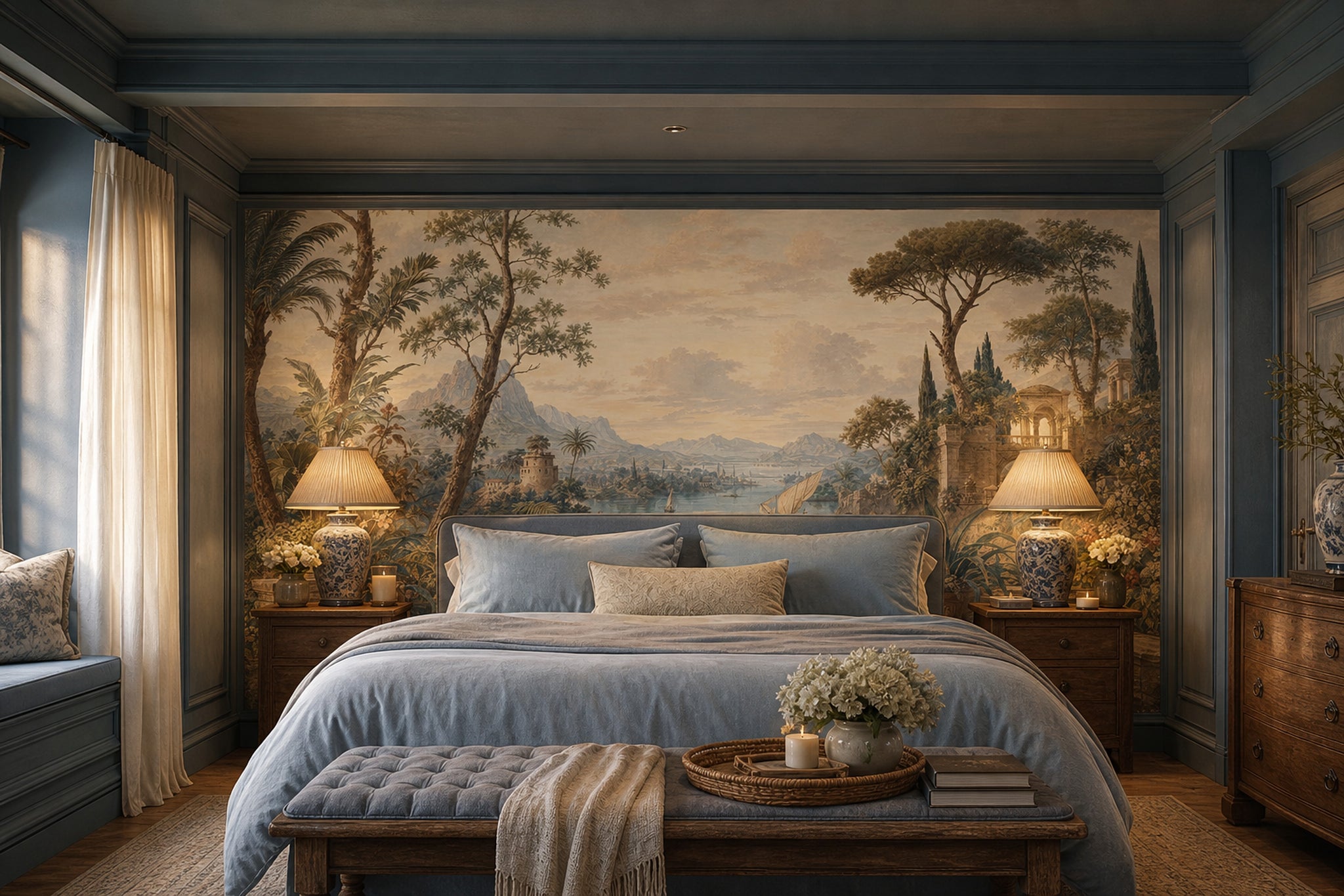 Classical Landscape Wallpaper Mediterranean Italianate Ruins Removable Wall Decor